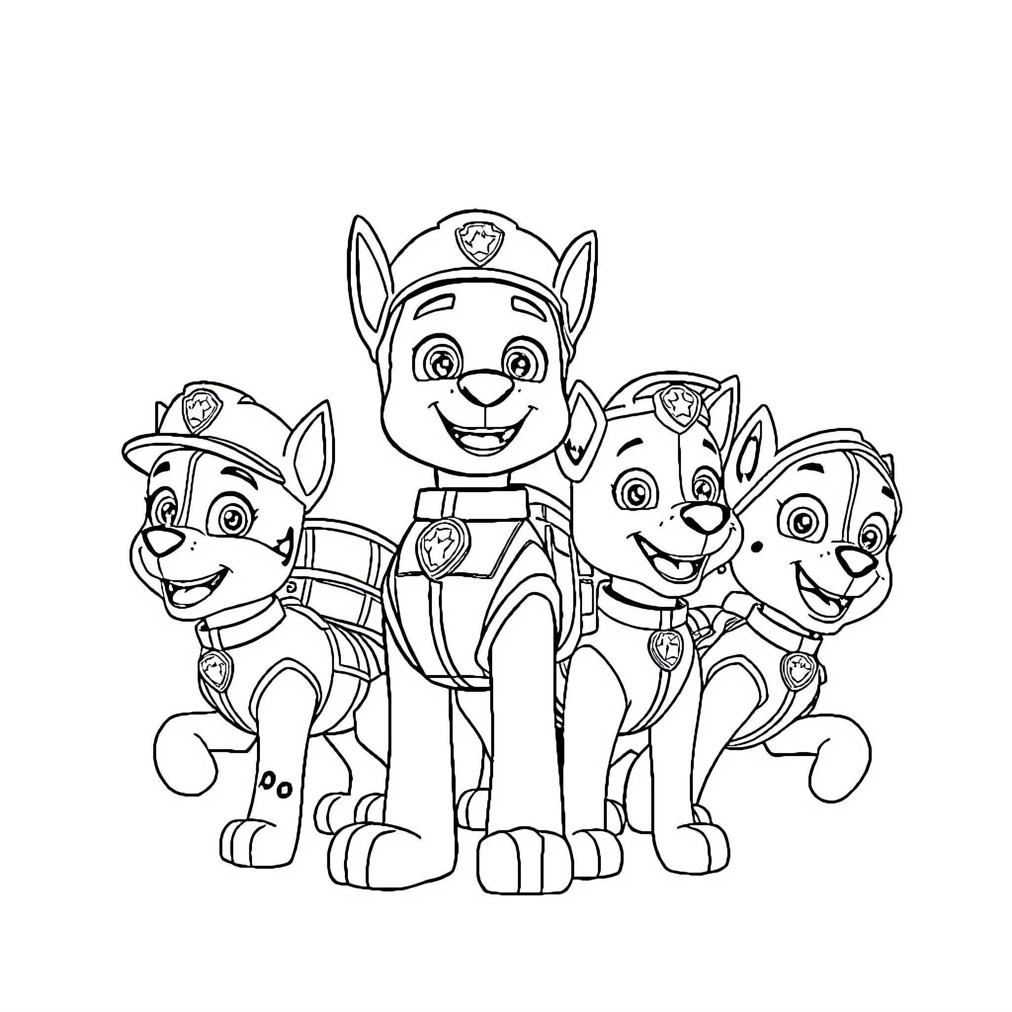 Mandal pups on patrol duty Coloring Page (free black-and-white line drawing printable PDF for all, from beginners to advanced learners, including children, teens, adults, and seniors)