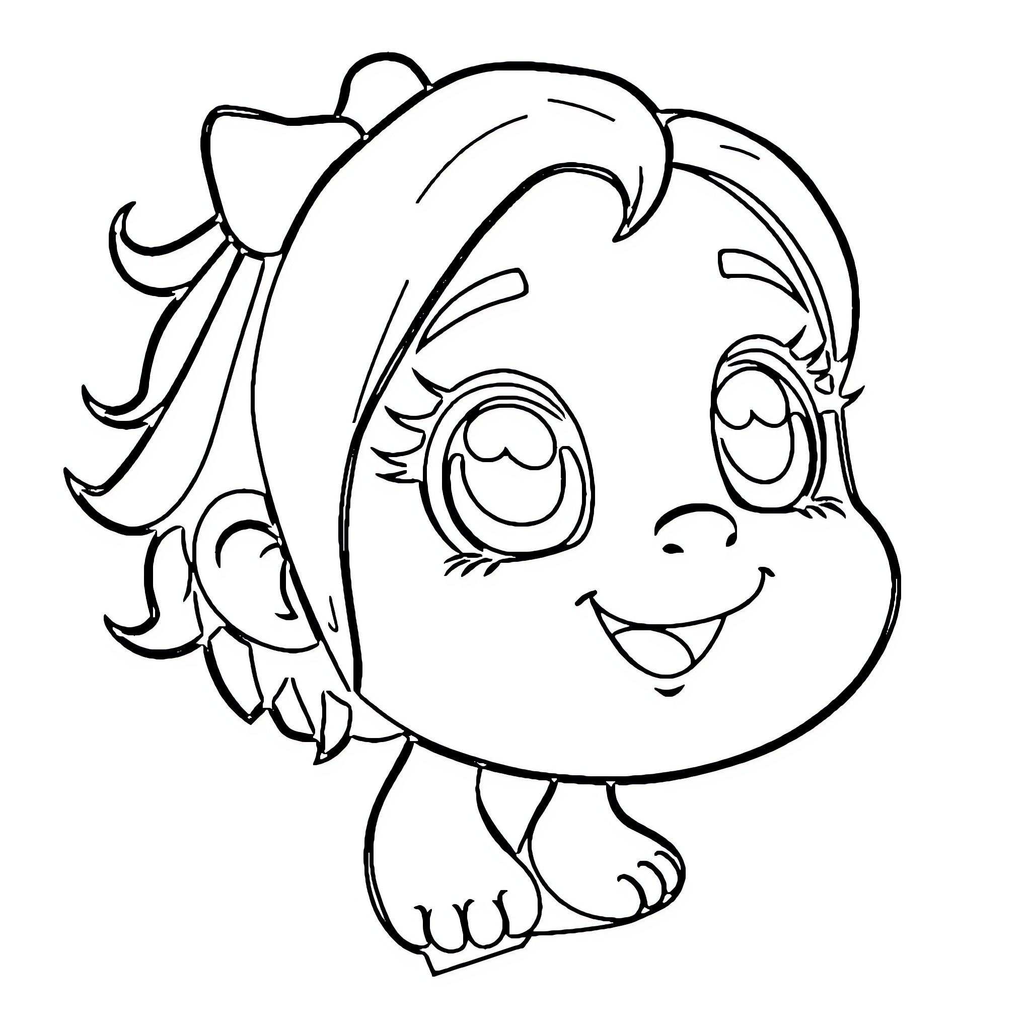 Kawaii Adorable Character with Cute Expression Coloring Page (free black-and-white line drawing printable PDF for all, from beginners to advanced learners, including children, teens, adults, and seniors)
