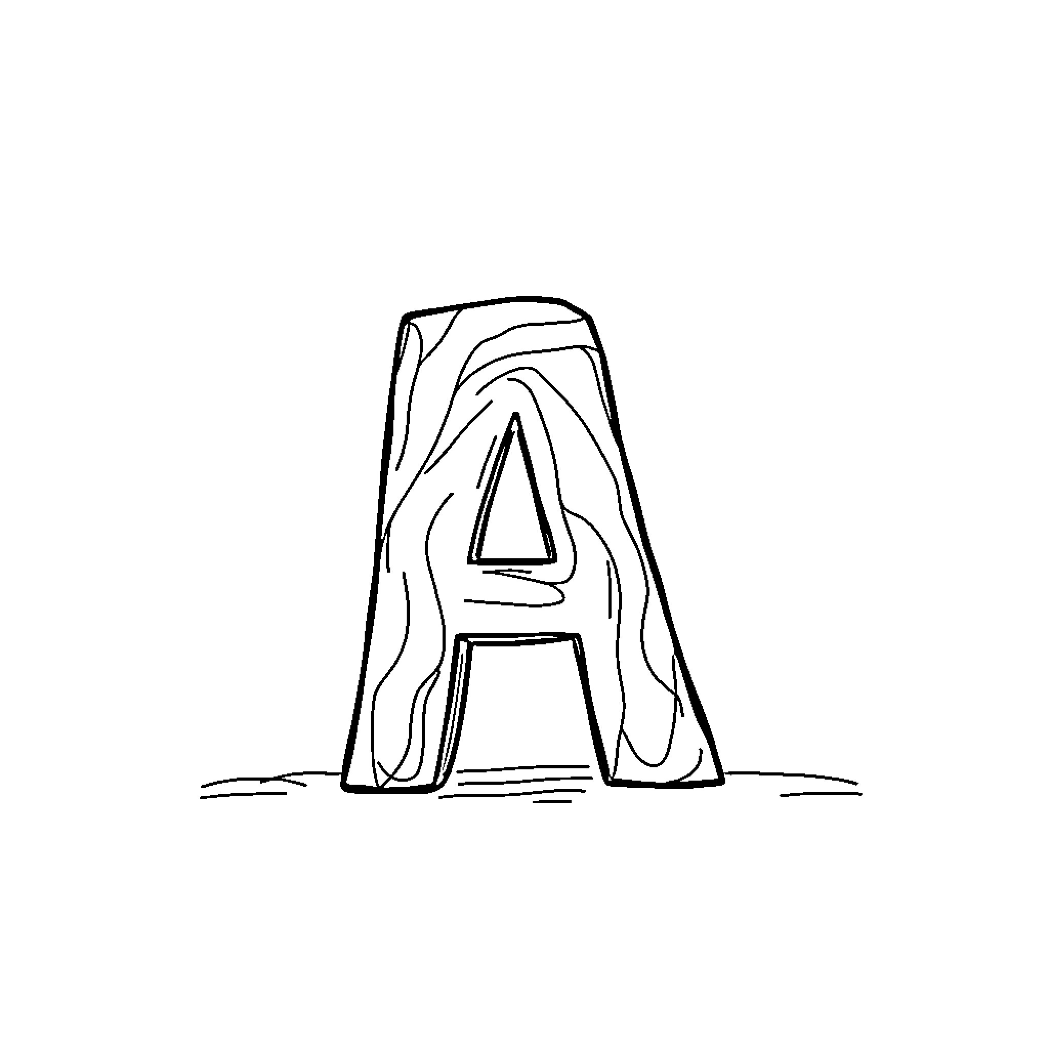 A Stylized Monogram Letter Coloring Page (free black-and-white line drawing printable PDF for all, from beginners to advanced learners, including children, teens, adults, and seniors)