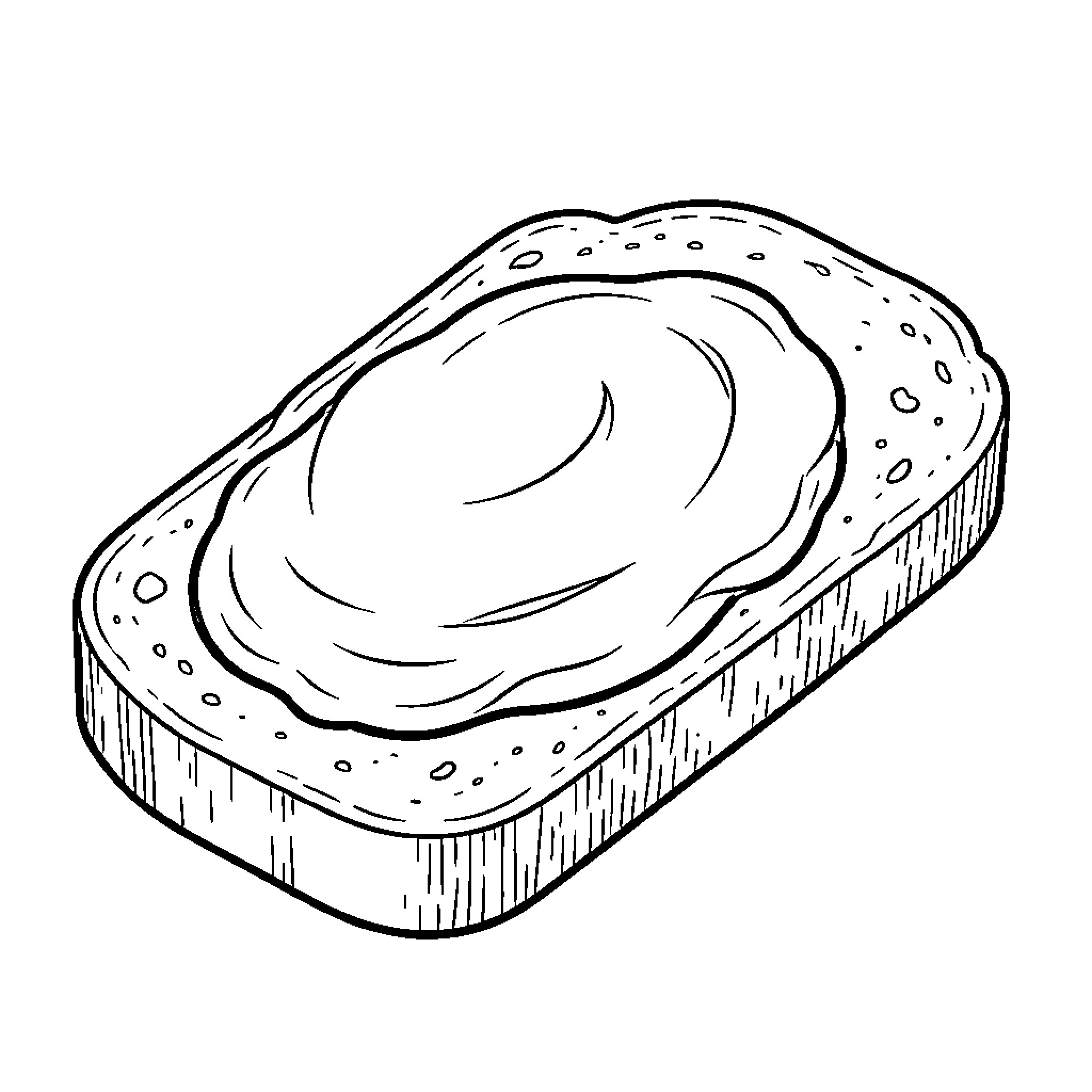 Pâté spread smoothly over a slice of bread Coloring Page (free black-and-white line drawing printable PDF for all, from beginners to advanced learners, including children, teens, adults, and seniors)