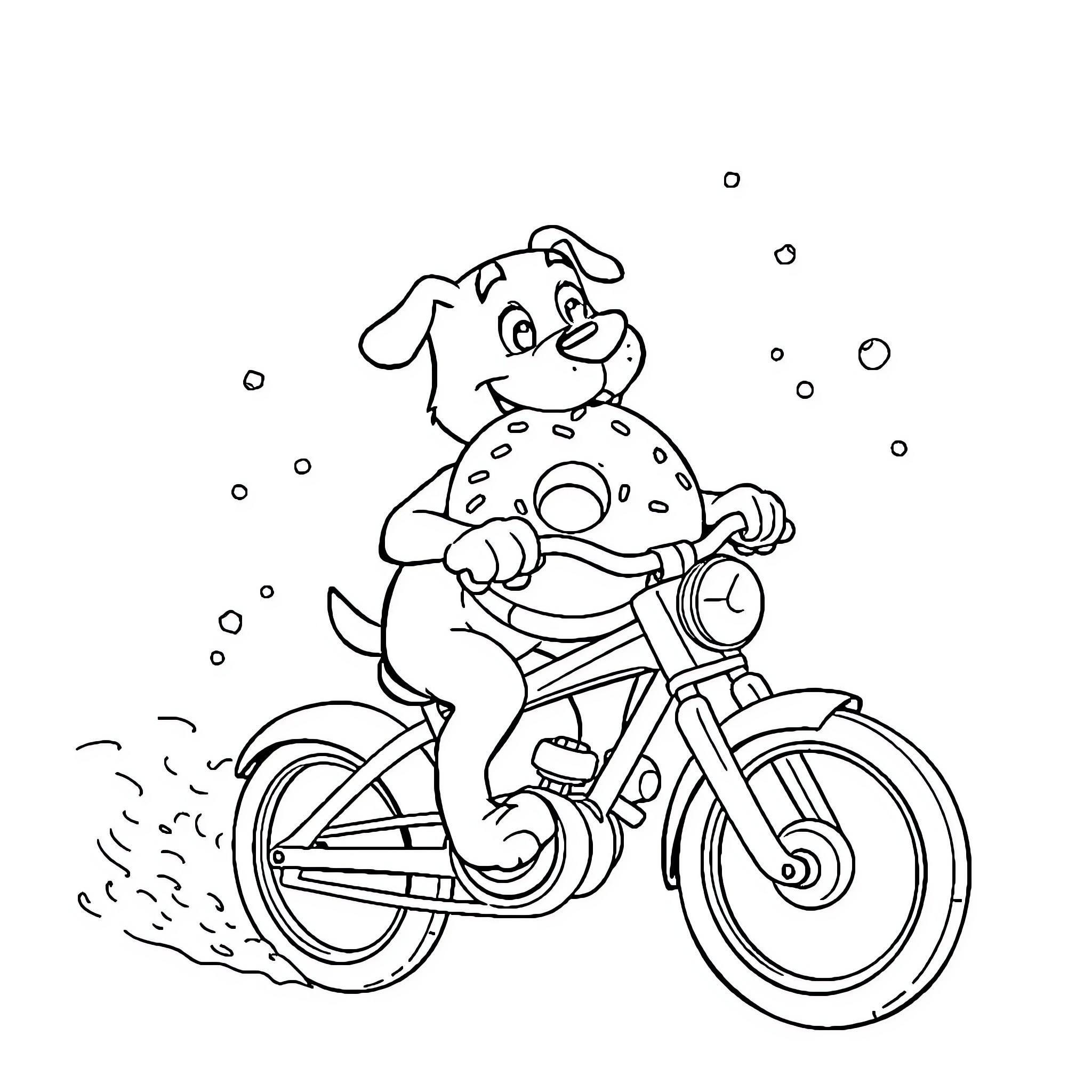 Jake's Fun Bicycle Ride Coloring Page (free black-and-white line drawing printable PDF for all, from beginners to advanced learners, including children, teens, adults, and seniors)