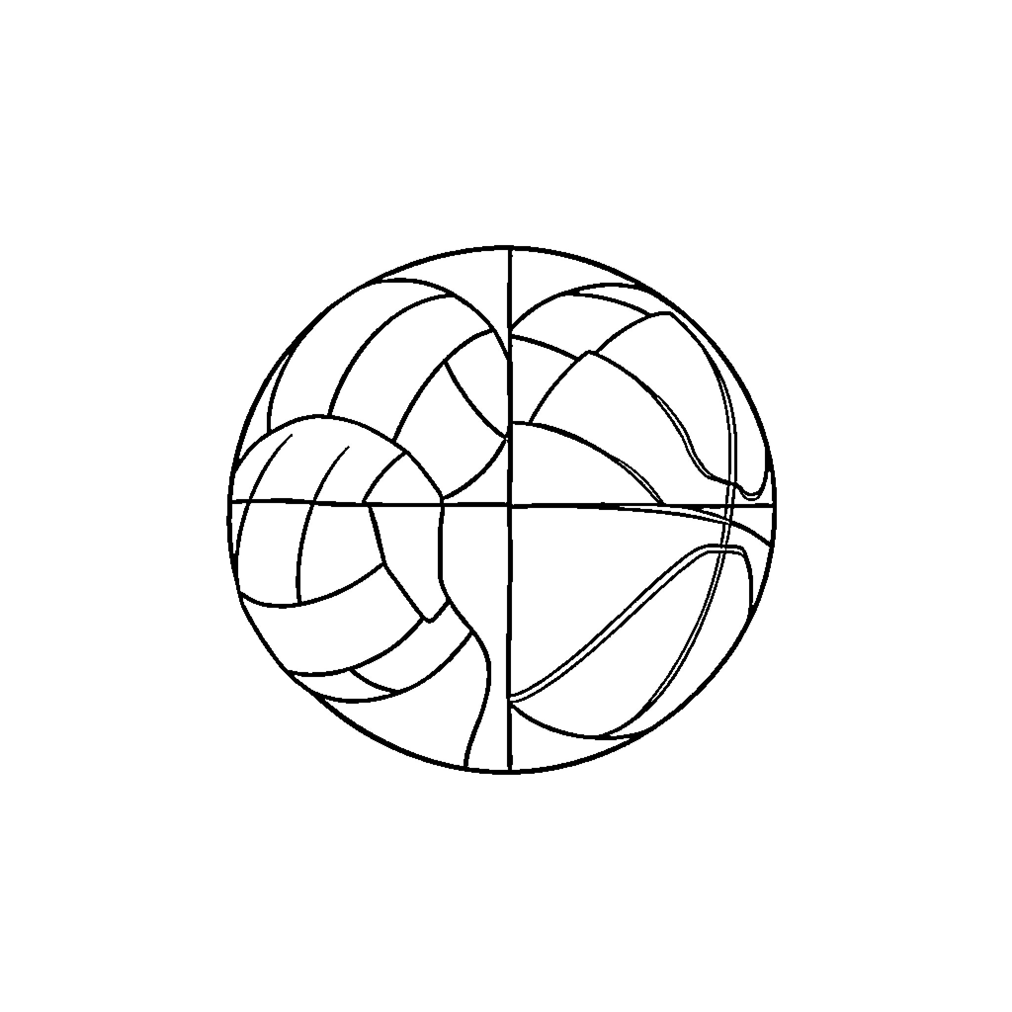 Ball-shaped abstract geometric pattern Coloring Page (free black-and-white line drawing printable PDF for all, from beginners to advanced learners, including children, teens, adults, and seniors)
