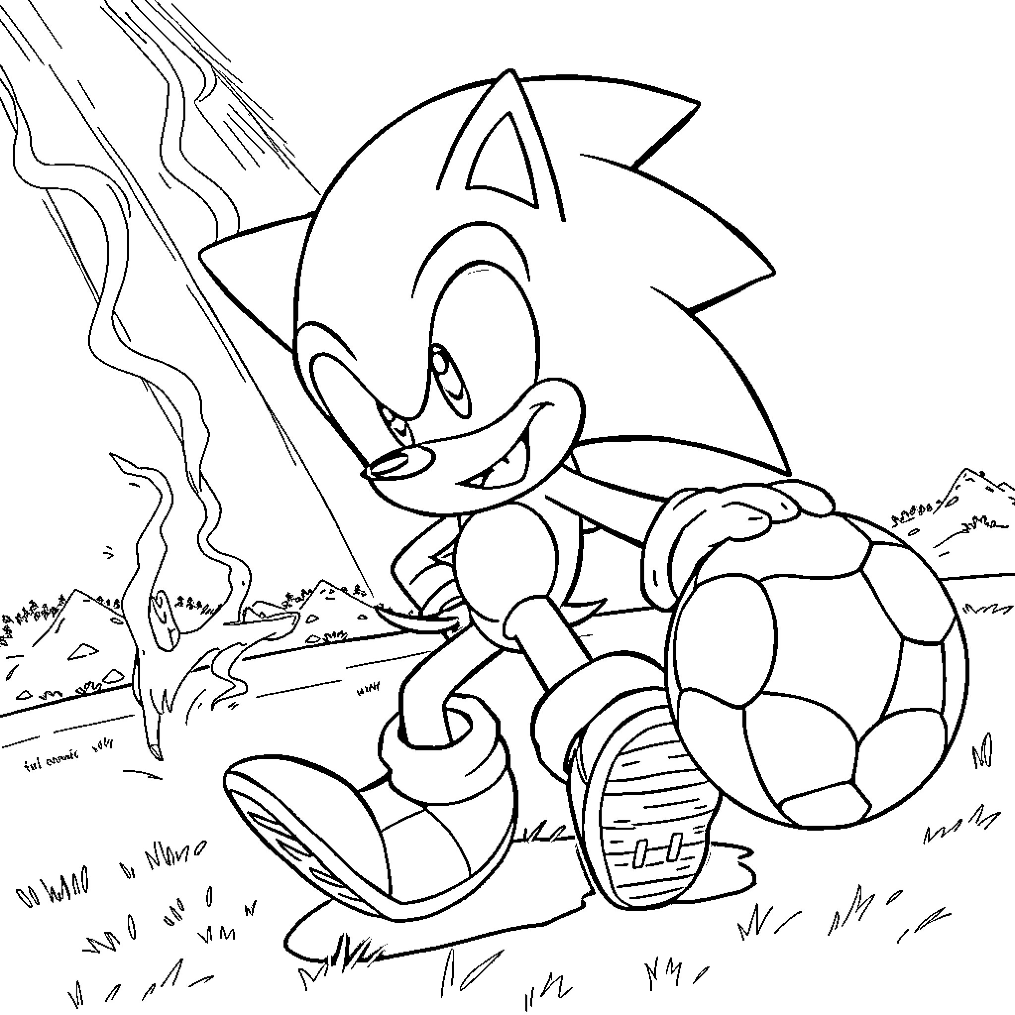 Oliver's Playful Adventure with a Soccer Ball Coloring Page (free black-and-white line drawing printable PDF for all, from beginners to advanced learners, including children, teens, adults, and seniors)