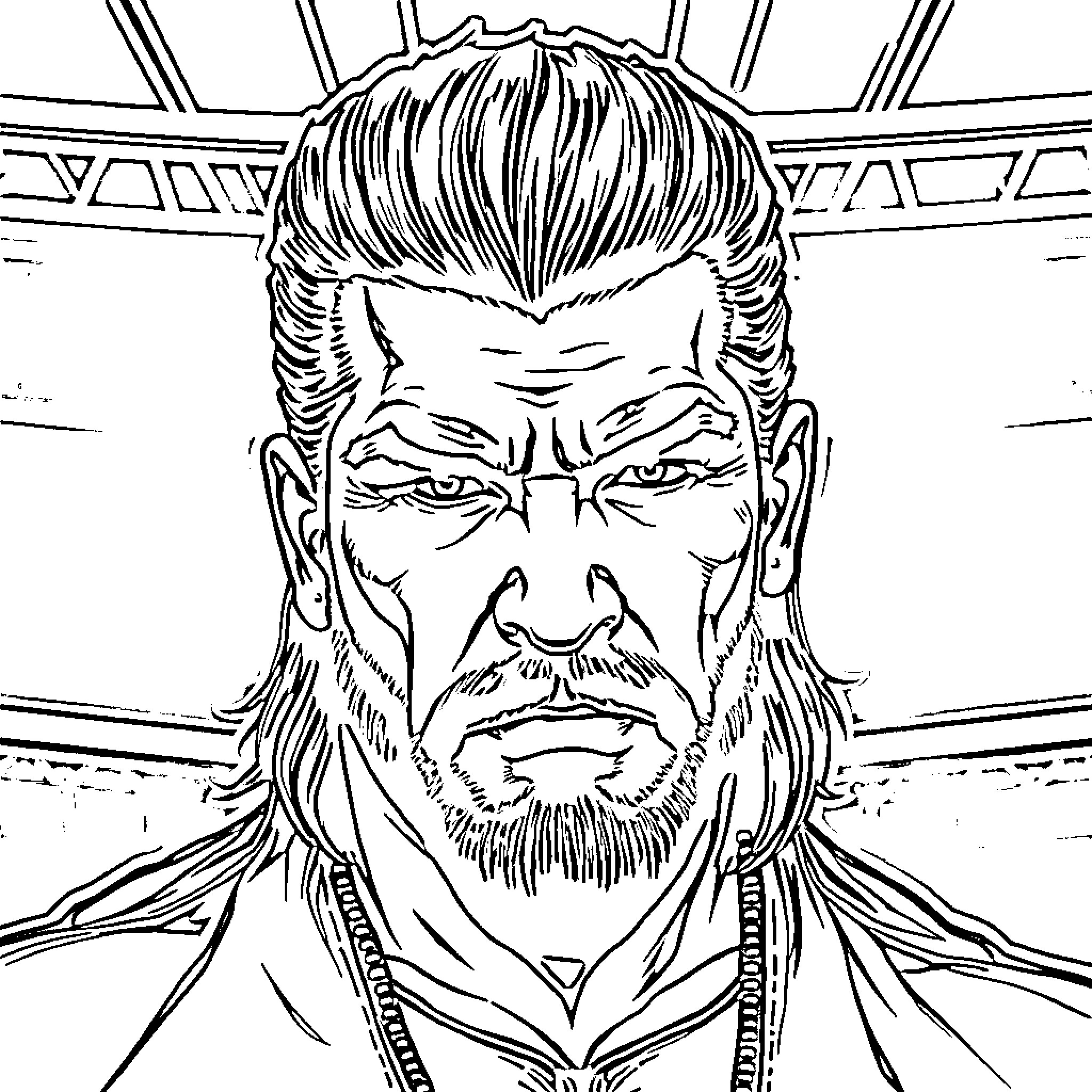 Wrestler displays intense concentration and determination Coloring Page (free black-and-white line drawing printable PDF for all, from beginners to advanced learners, including children, teens, adults, and seniors)