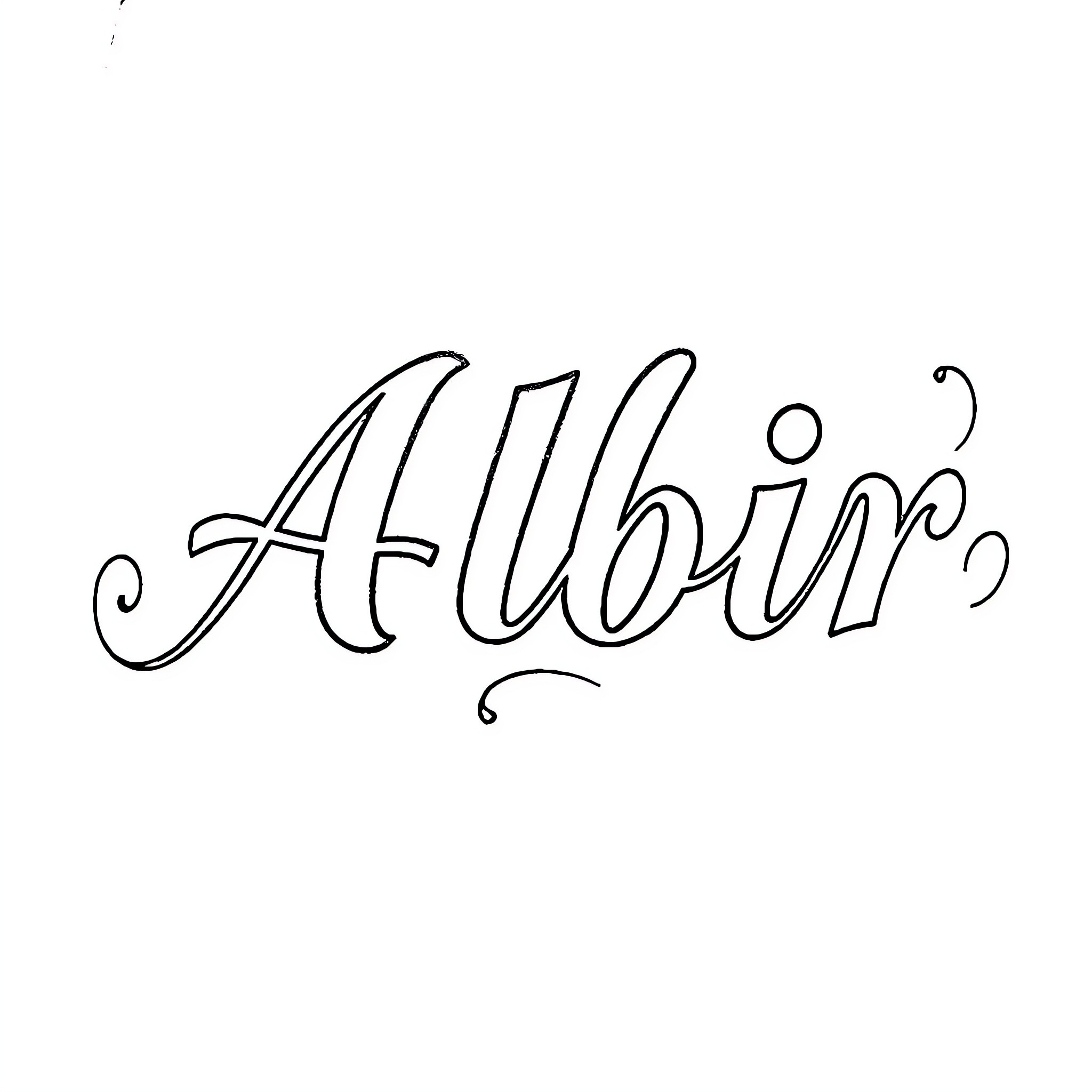 Tattoo with decorative calligraphic lettering Coloring Page (free black-and-white line drawing printable PDF for all, from beginners to advanced learners, including children, teens, adults, and seniors)