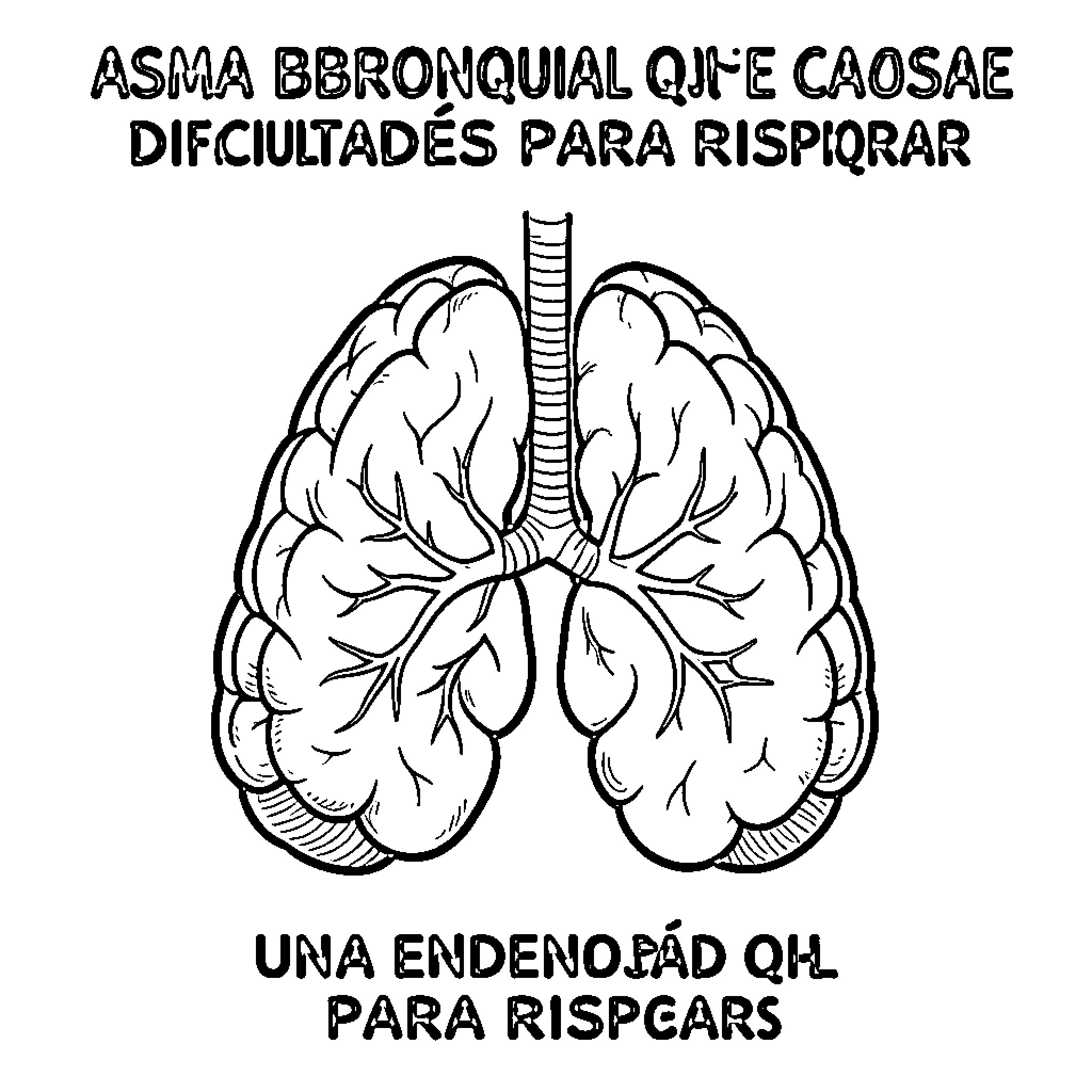 Asthma Bronchial difficulties for breathing Coloring Page (free black-and-white line drawing printable PDF for all, from beginners to advanced learners, including children, teens, adults, and seniors)