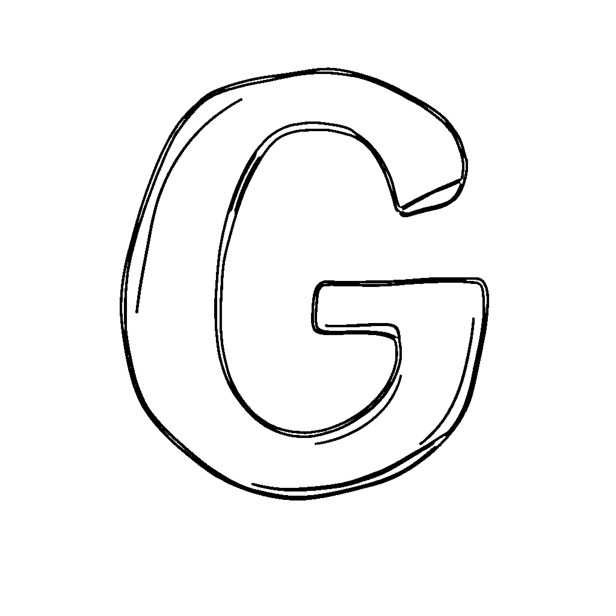 Graphic letter G Coloring Page (free black-and-white line drawing printable PDF for all, from beginners to advanced learners, including children, teens, adults, and seniors)