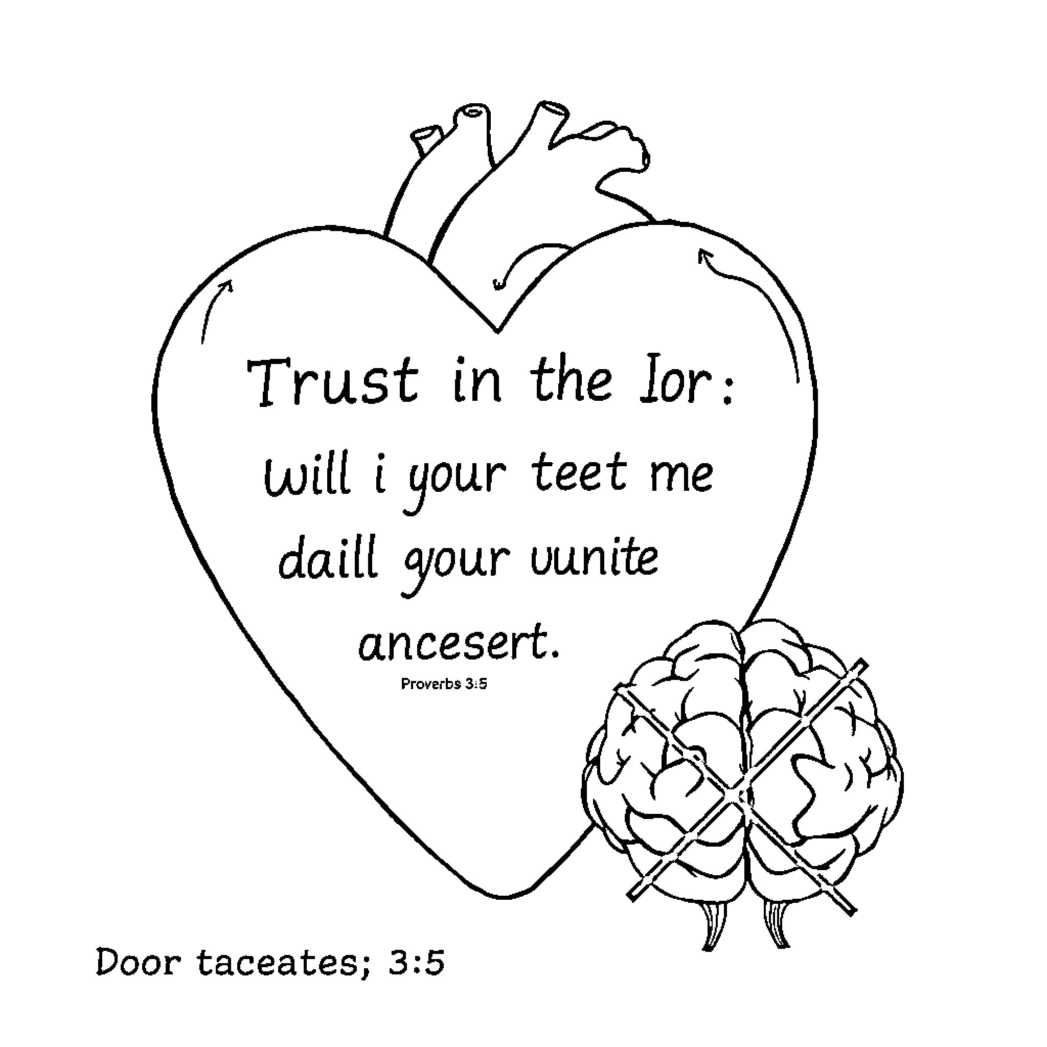 Heart Trusting in the Lord's Promise Coloring Page (free black-and-white line drawing printable PDF for all, from beginners to advanced learners, including children, teens, adults, and seniors)