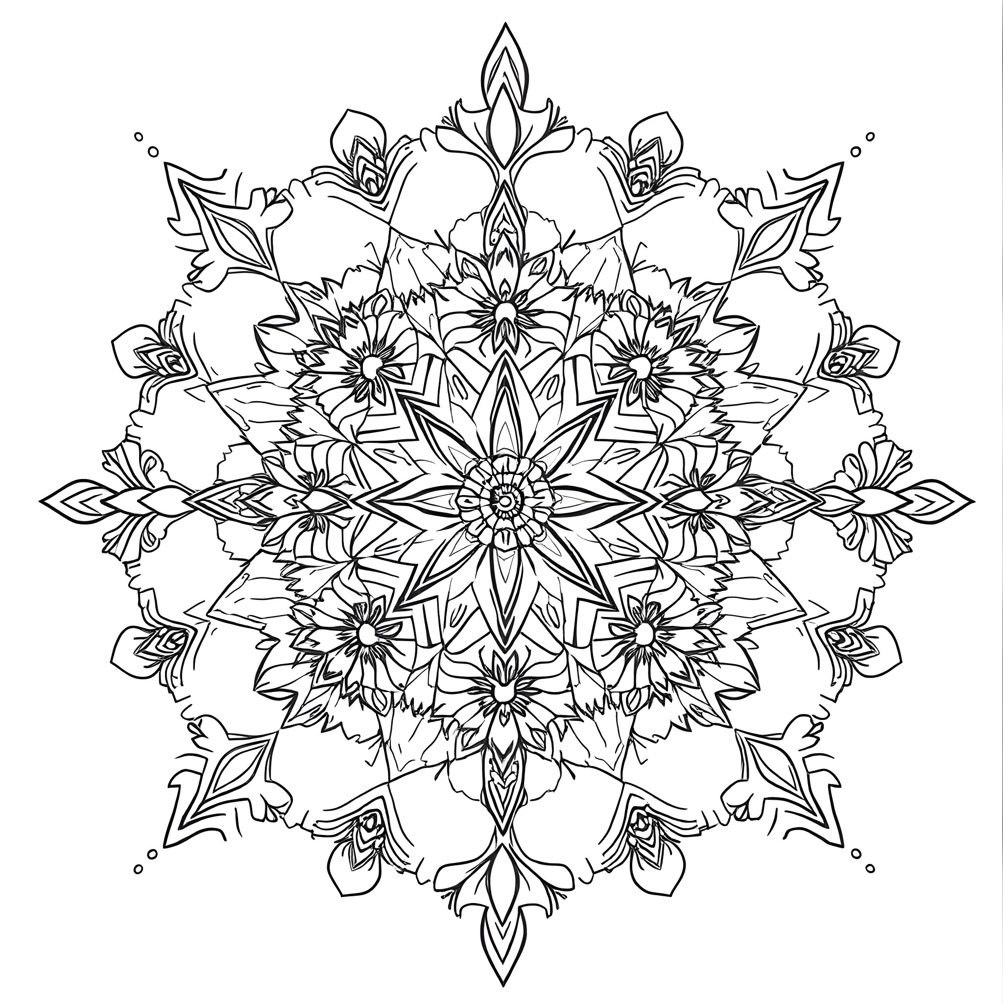 Patchwork of Intricate Floral Patterns Coloring Page (free black-and-white line drawing printable PDF for all, from beginners to advanced learners, including children, teens, adults, and seniors)