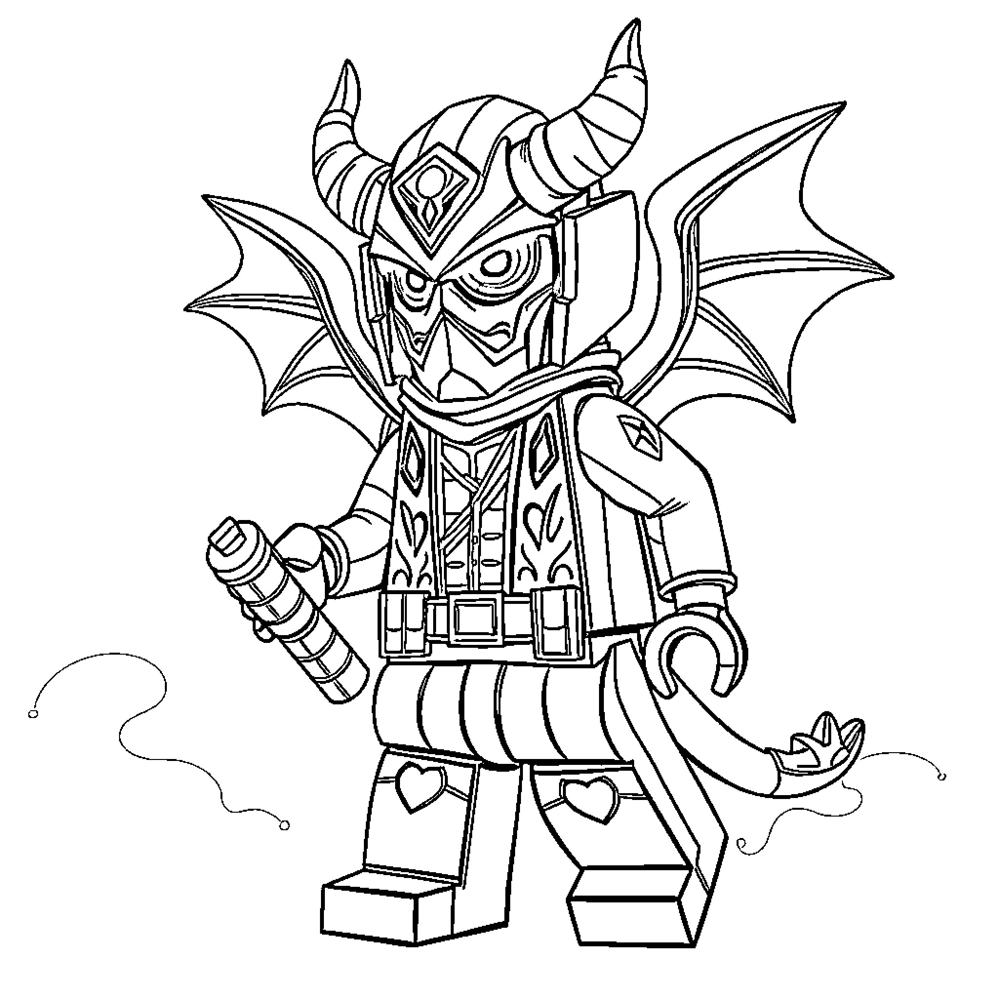 Demon Hunter Wielding Powerful Weapon in Battle Stance Coloring Page (free black-and-white line drawing printable PDF for all, from beginners to advanced learners, including children, teens, adults, and seniors)