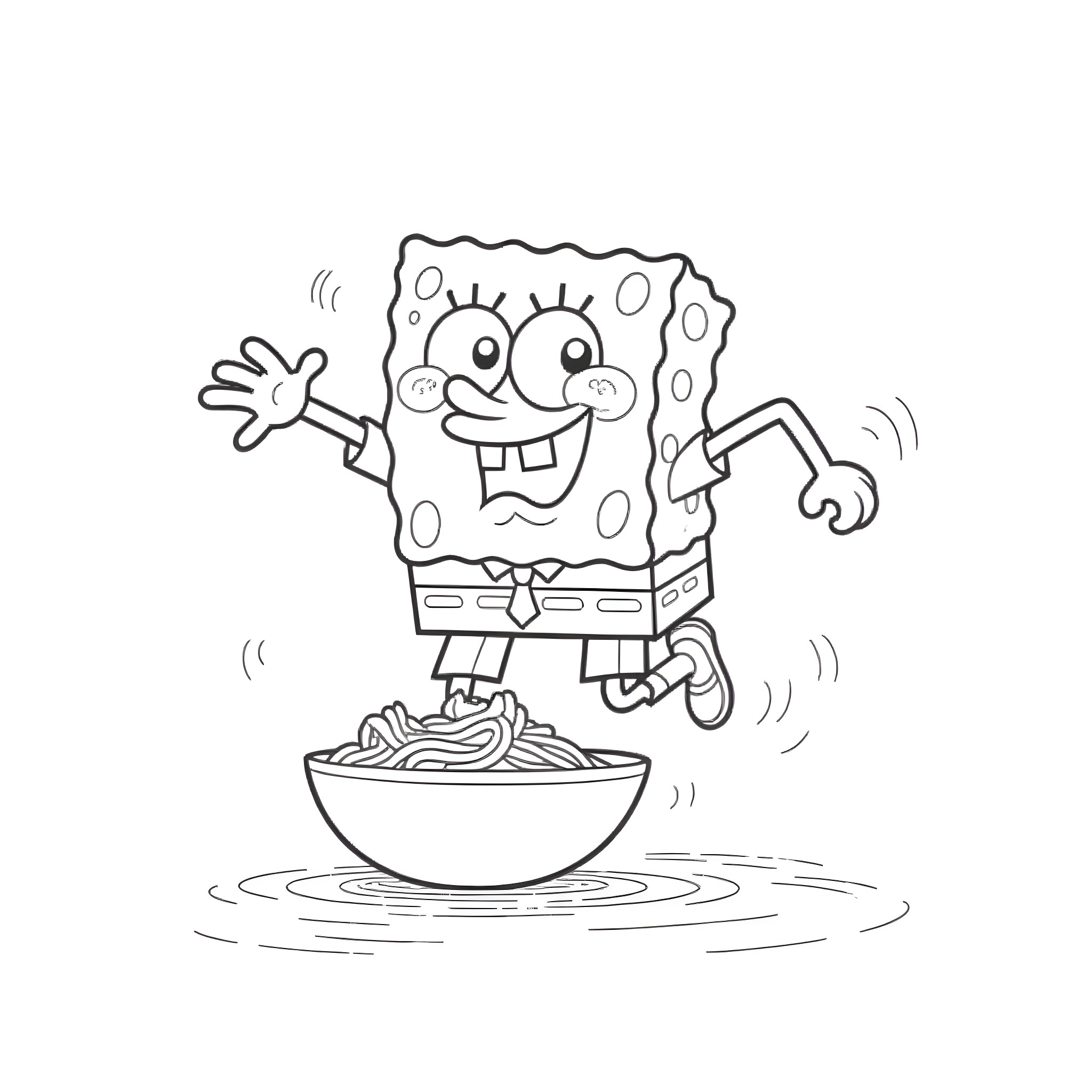 Spongebob cooking up some fun Coloring Page (free black-and-white line drawing printable PDF for all, from beginners to advanced learners, including children, teens, adults, and seniors)