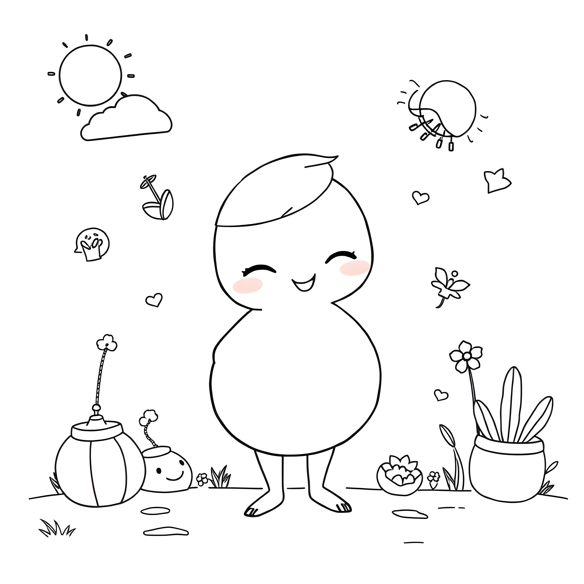 Ass enjoying nature's beauty Coloring Page (free black-and-white line drawing printable PDF for all, from beginners to advanced learners, including children, teens, adults, and seniors)