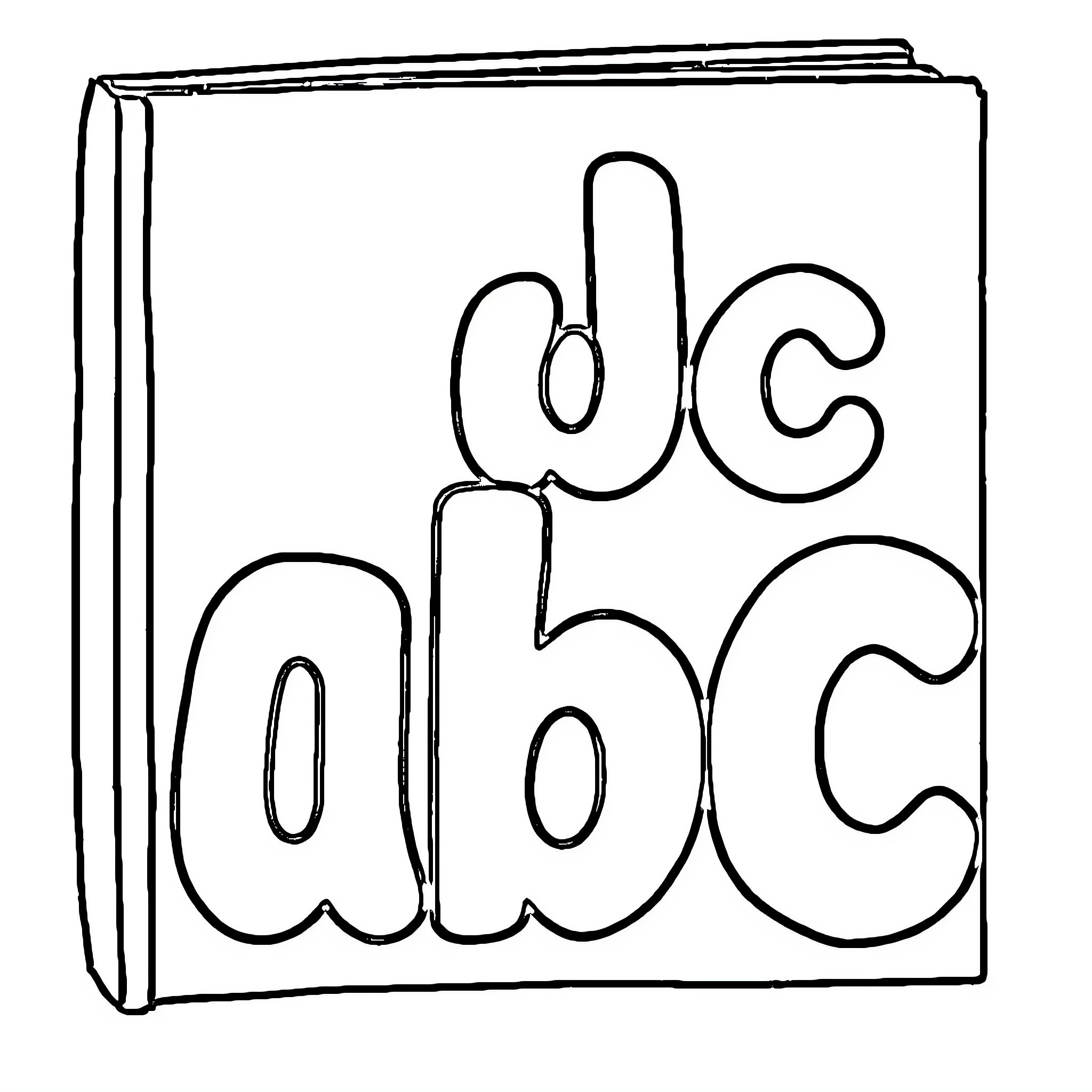 Book of ABC letters Coloring Page (free black-and-white line drawing printable PDF for all, from beginners to advanced learners, including children, teens, adults, and seniors)