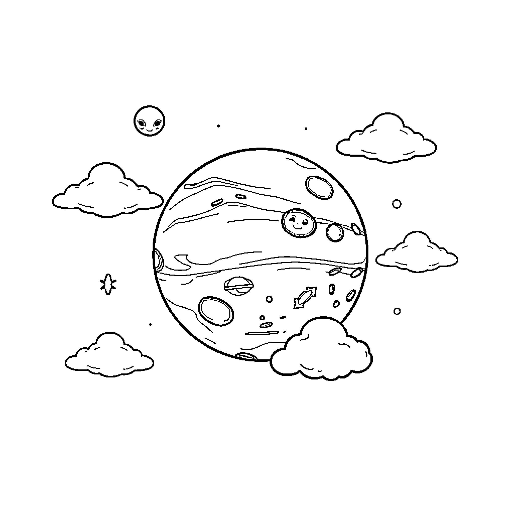 Mars Exploration Mission in the Celestial Realm Coloring Page (free black-and-white line drawing printable PDF for all, from beginners to advanced learners, including children, teens, adults, and seniors)