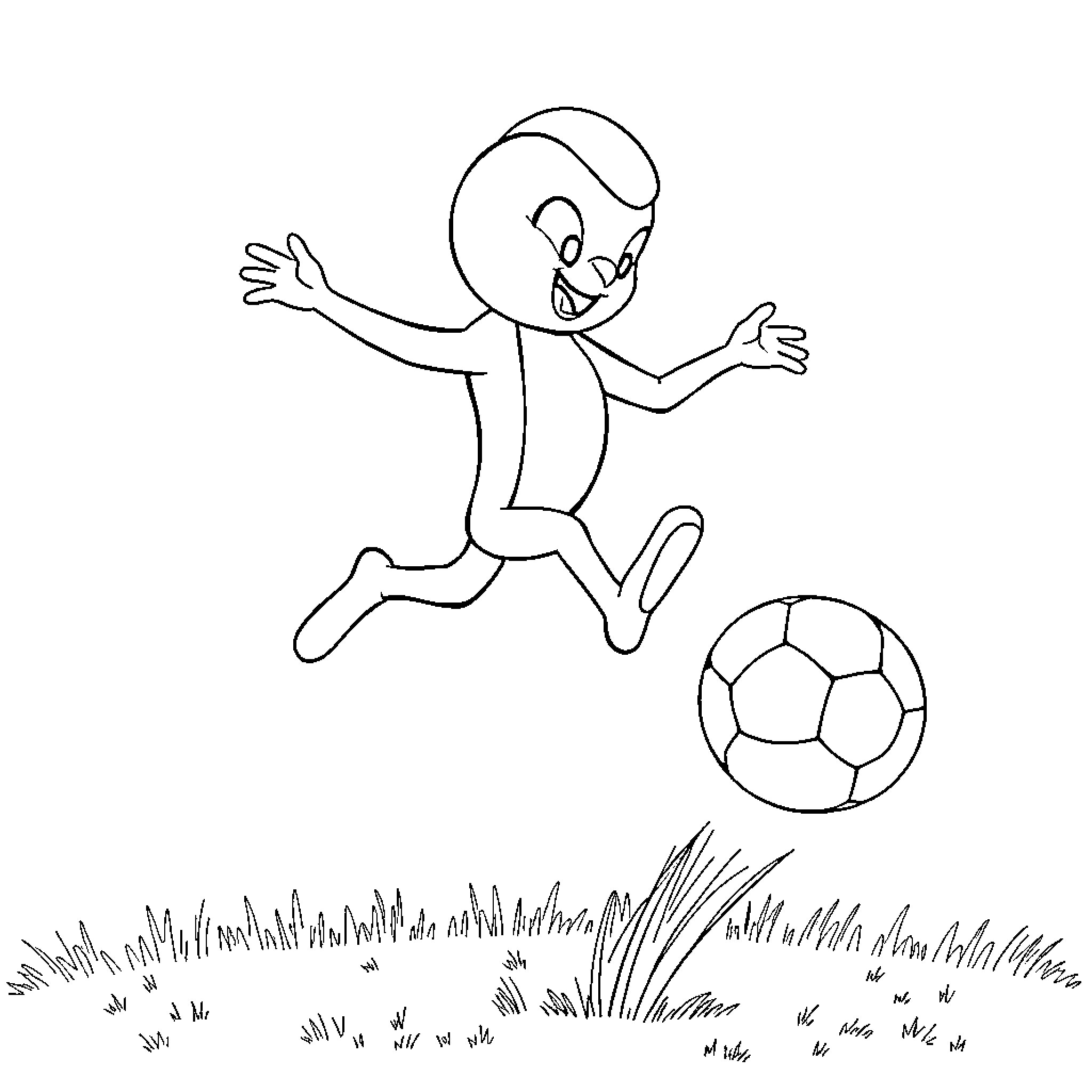 Carapuce kicking soccer ball joyfully in the field Coloring Page (free black-and-white line drawing printable PDF for all, from beginners to advanced learners, including children, teens, adults, and seniors)