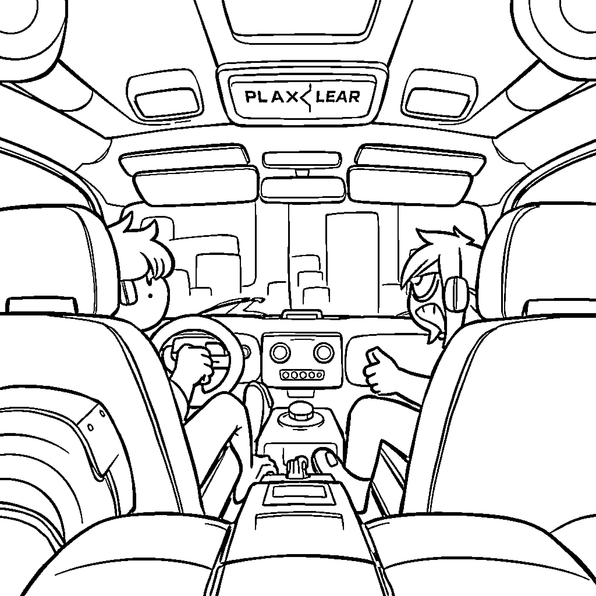 Among Us: Crew Members Navigating the Spacecraft Coloring Page (free black-and-white line drawing printable PDF for all, from beginners to advanced learners, including children, teens, adults, and seniors)