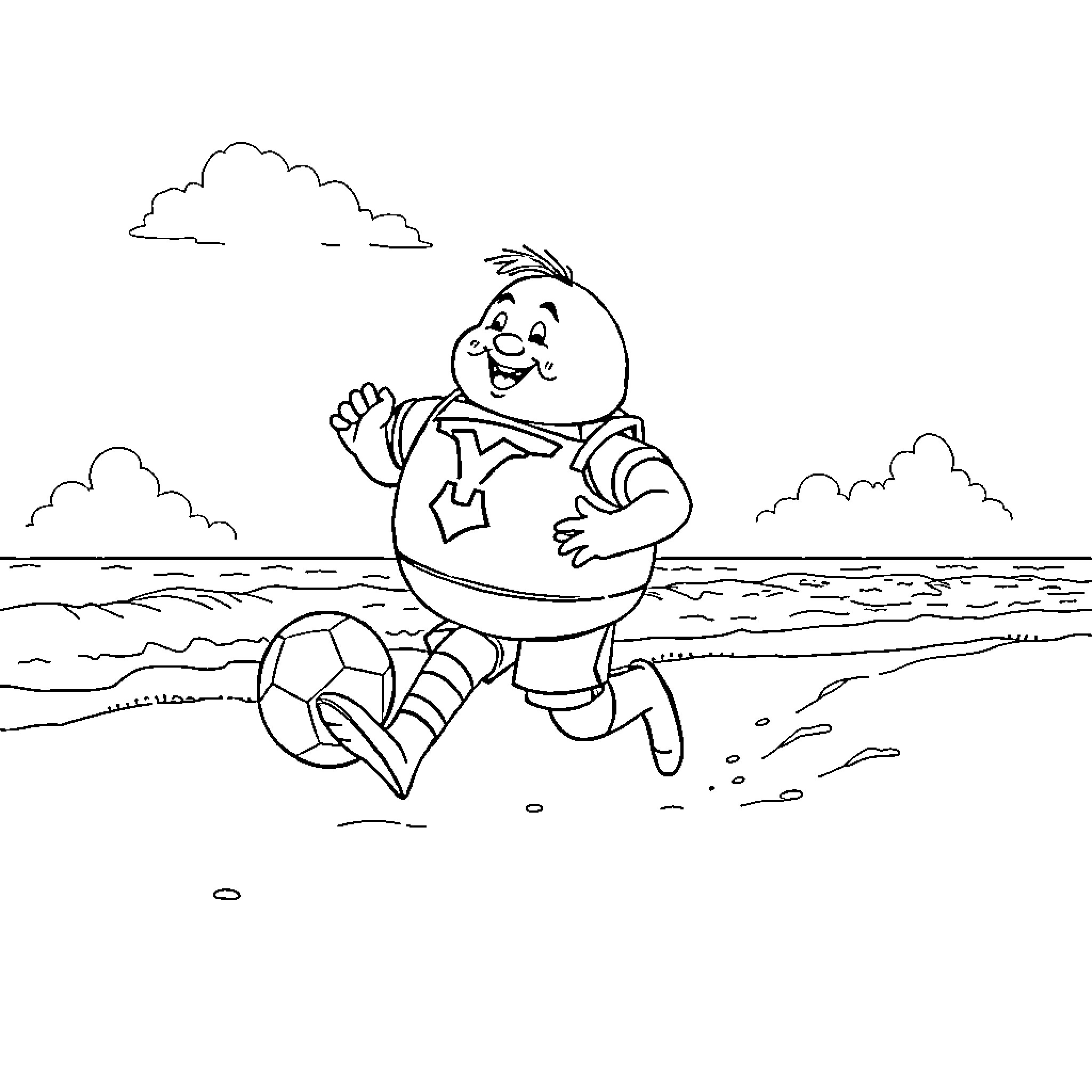 Humpty Dumpty's Seaside Adventure Coloring Page (free black-and-white line drawing printable PDF for all, from beginners to advanced learners, including children, teens, adults, and seniors)