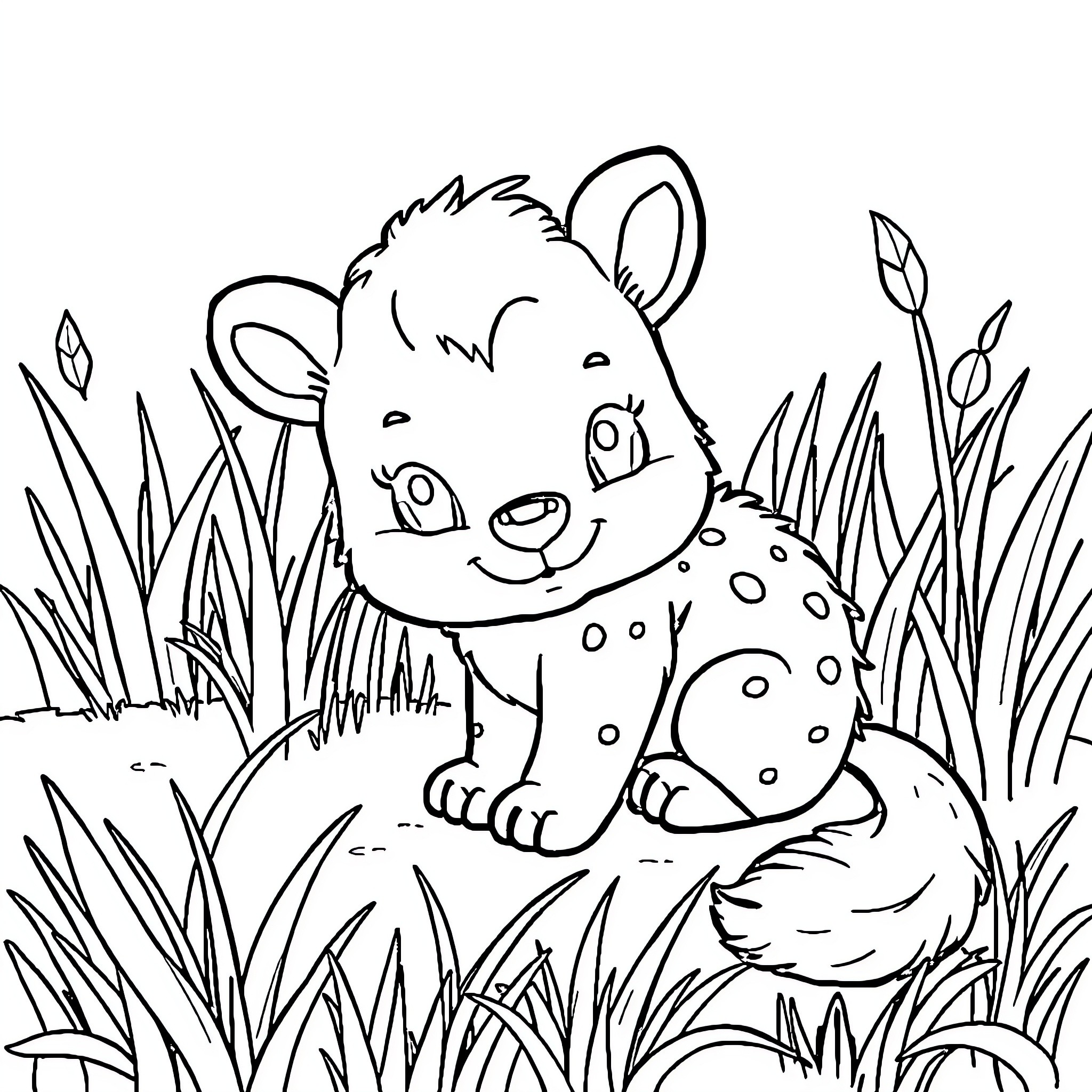 Animal resting peacefully in the meadow Coloring Page (free black-and-white line drawing printable PDF for all, from beginners to advanced learners, including children, teens, adults, and seniors)