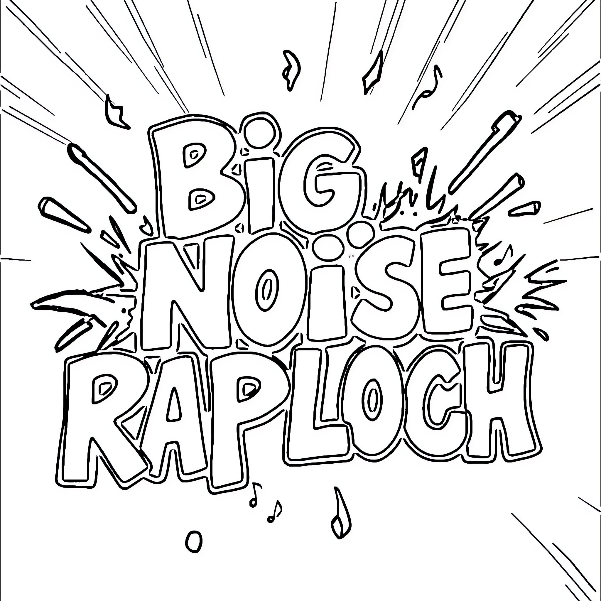 Music of the Big Noise Raploch Coloring Page (free black-and-white line drawing printable PDF for all, from beginners to advanced learners, including children, teens, adults, and seniors)