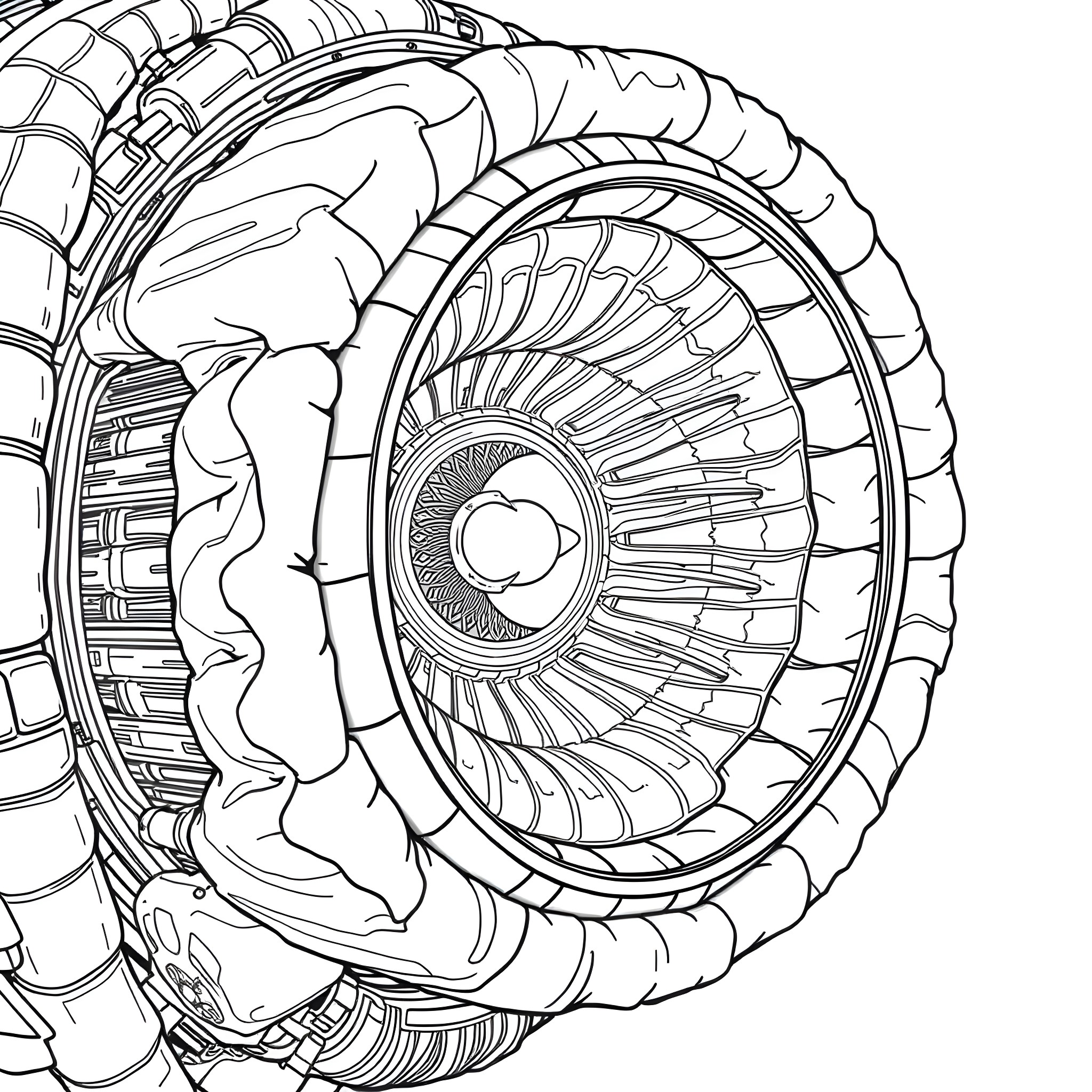 Insulation of intricate mechanical components Coloring Page (free black-and-white line drawing printable PDF for all, from beginners to advanced learners, including children, teens, adults, and seniors)