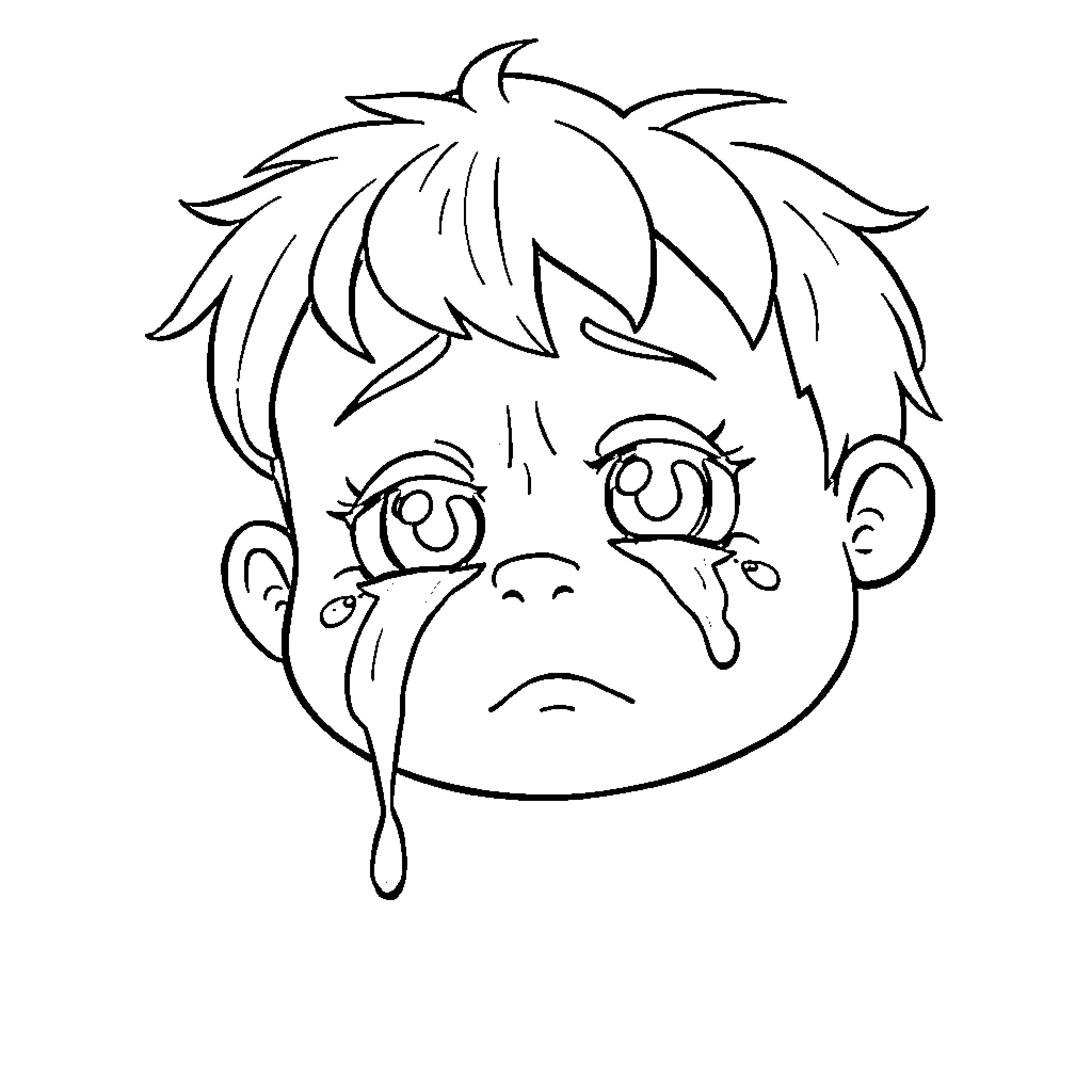 BFDI Character Expressing Sadness or Distress Coloring Page (free black-and-white line drawing printable PDF for all, from beginners to advanced learners, including children, teens, adults, and seniors)