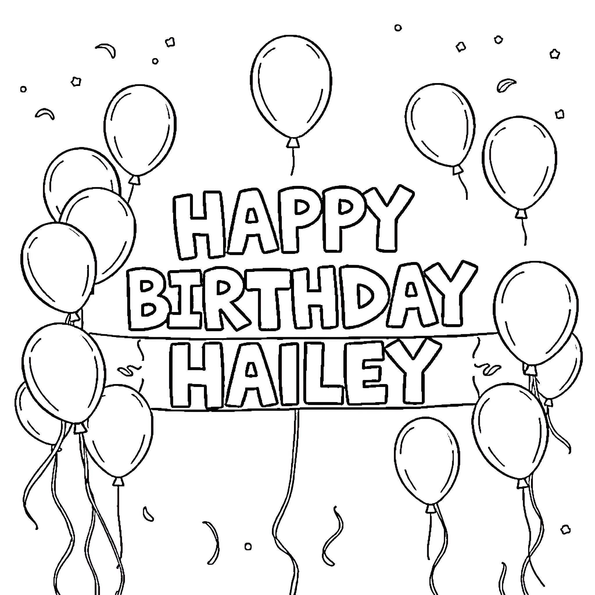 Birthday celebration with balloons Coloring Page (free black-and-white line drawing printable PDF for all, from beginners to advanced learners, including children, teens, adults, and seniors)