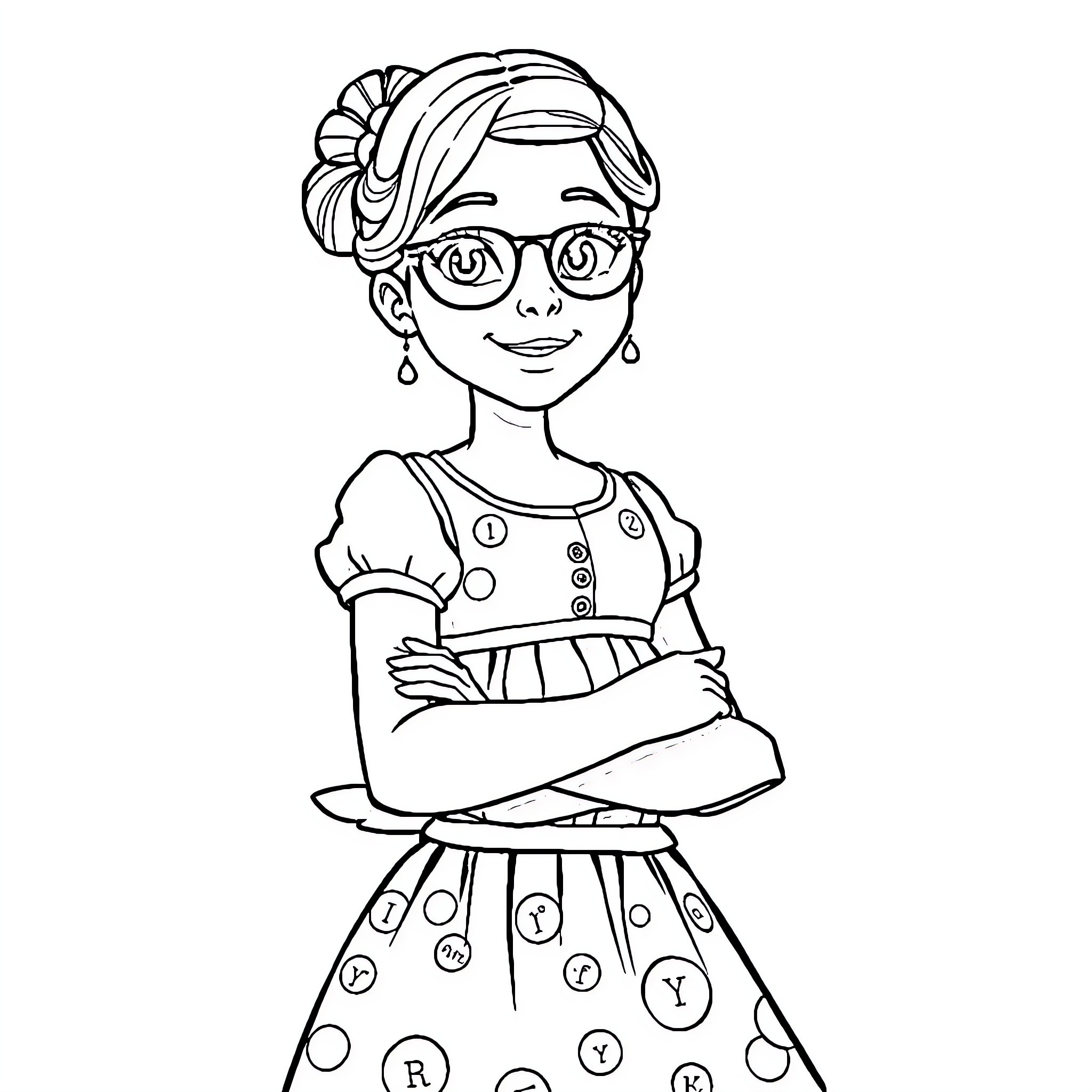 Teacher instructing with confidence and enthusiasm Coloring Page (free black-and-white line drawing printable PDF for all, from beginners to advanced learners, including children, teens, adults, and seniors)