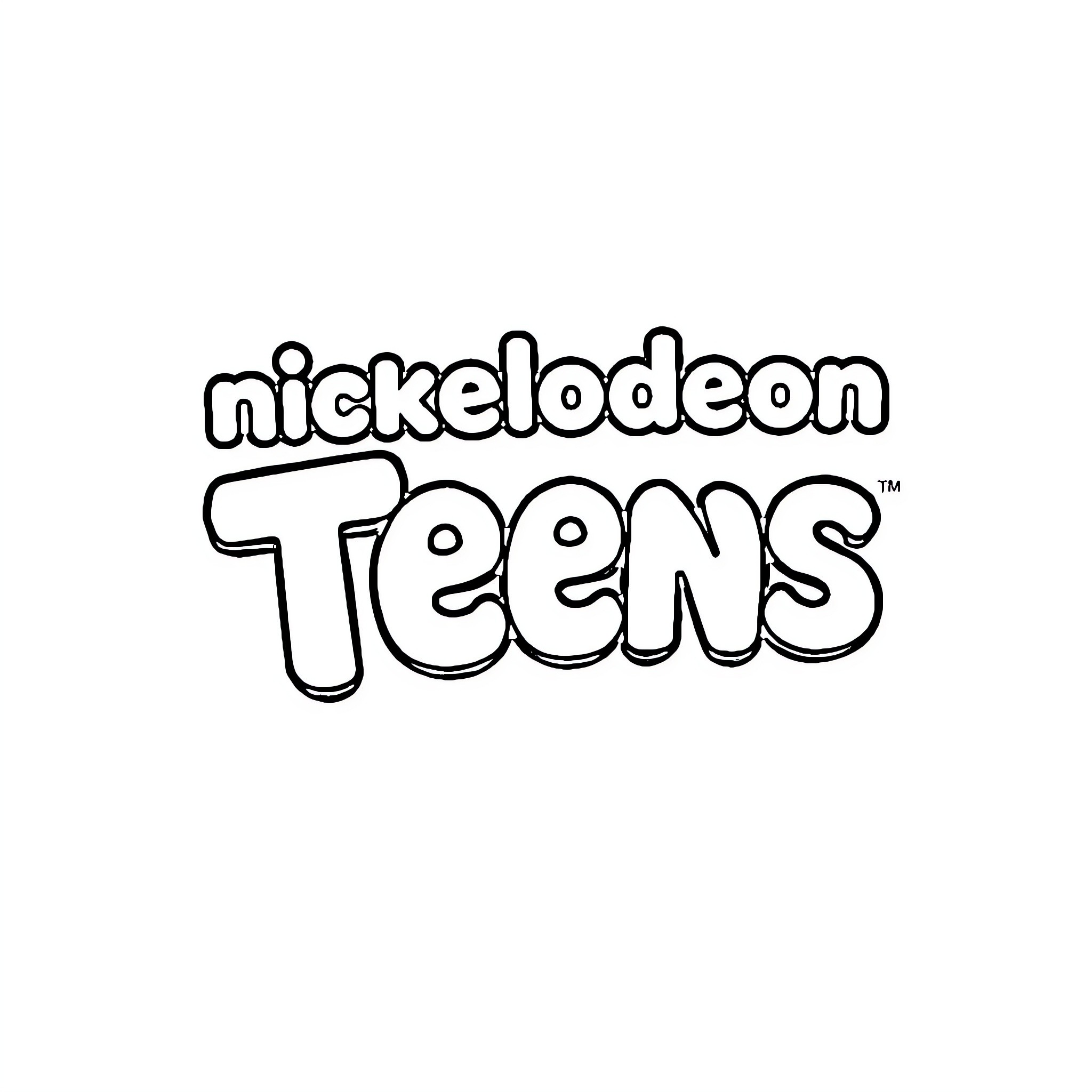 Nickelodeon Teens logo Coloring Page (free black-and-white line drawing printable PDF for all, from beginners to advanced learners, including children, teens, adults, and seniors)
