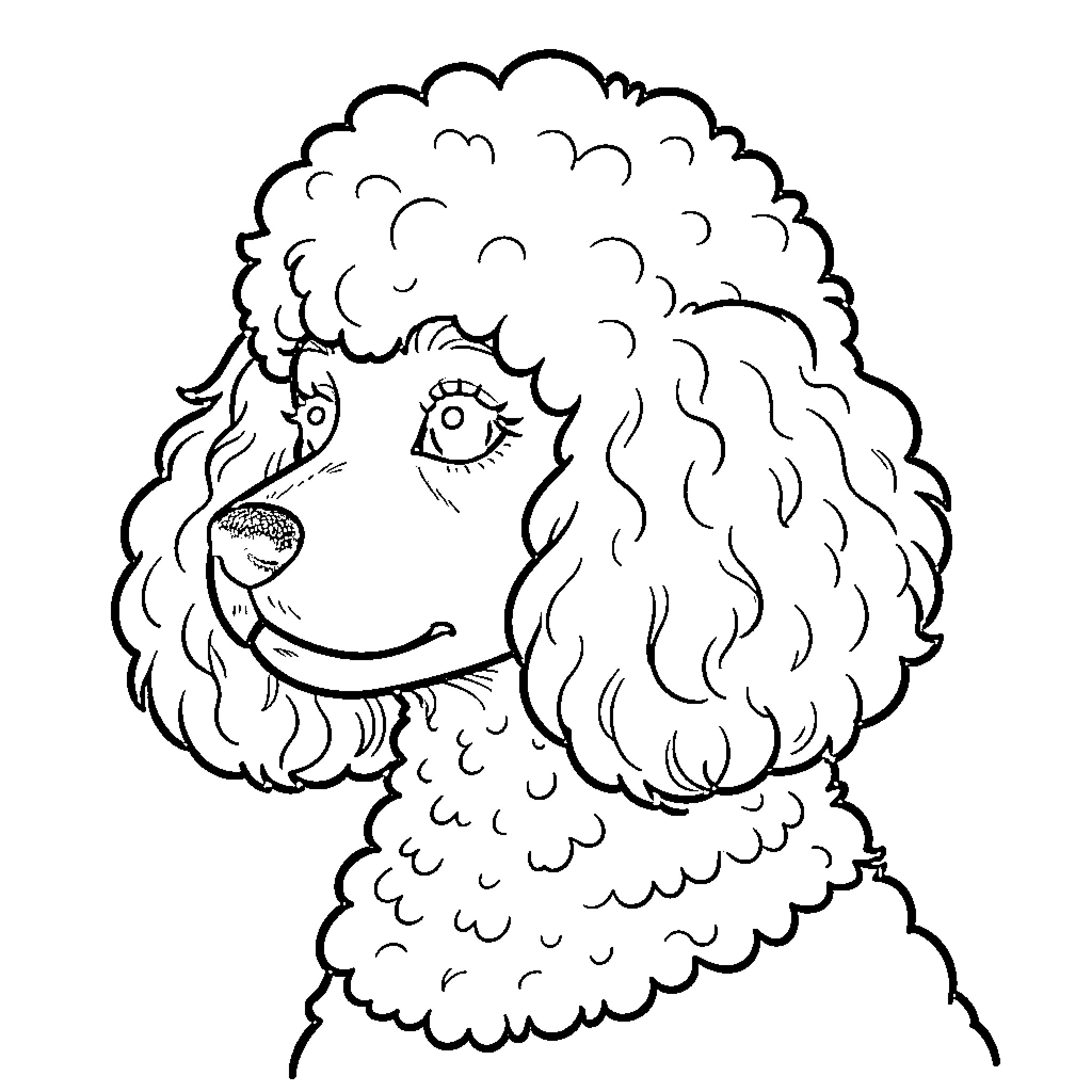 Podle Dog enjoying a playful expression Coloring Page (free black-and-white line drawing printable PDF for all, from beginners to advanced learners, including children, teens, adults, and seniors)