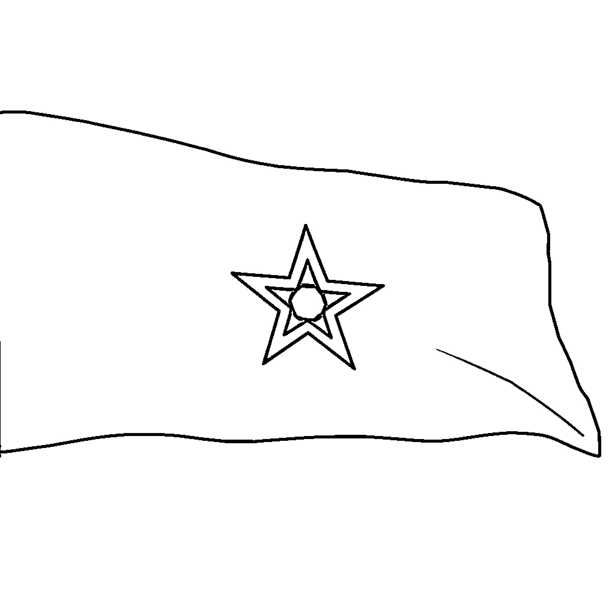 Flag with simple star symbol Coloring Page (free black-and-white line drawing printable PDF for all, from beginners to advanced learners, including children, teens, adults, and seniors)