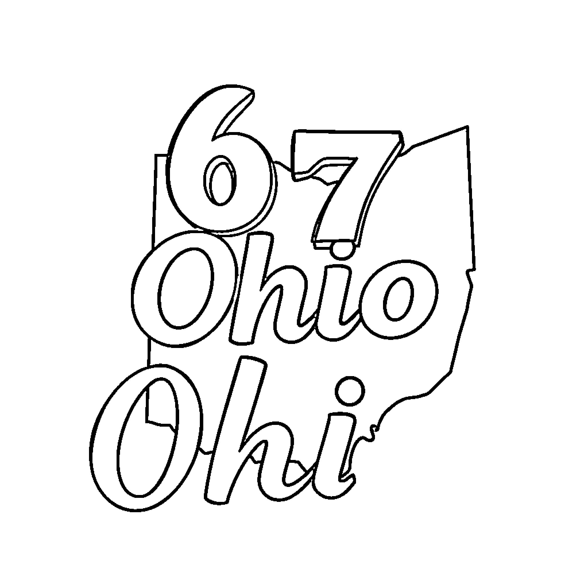 Ohio Outline with Area Code Coloring Page (free black-and-white line drawing printable PDF for all, from beginners to advanced learners, including children, teens, adults, and seniors)