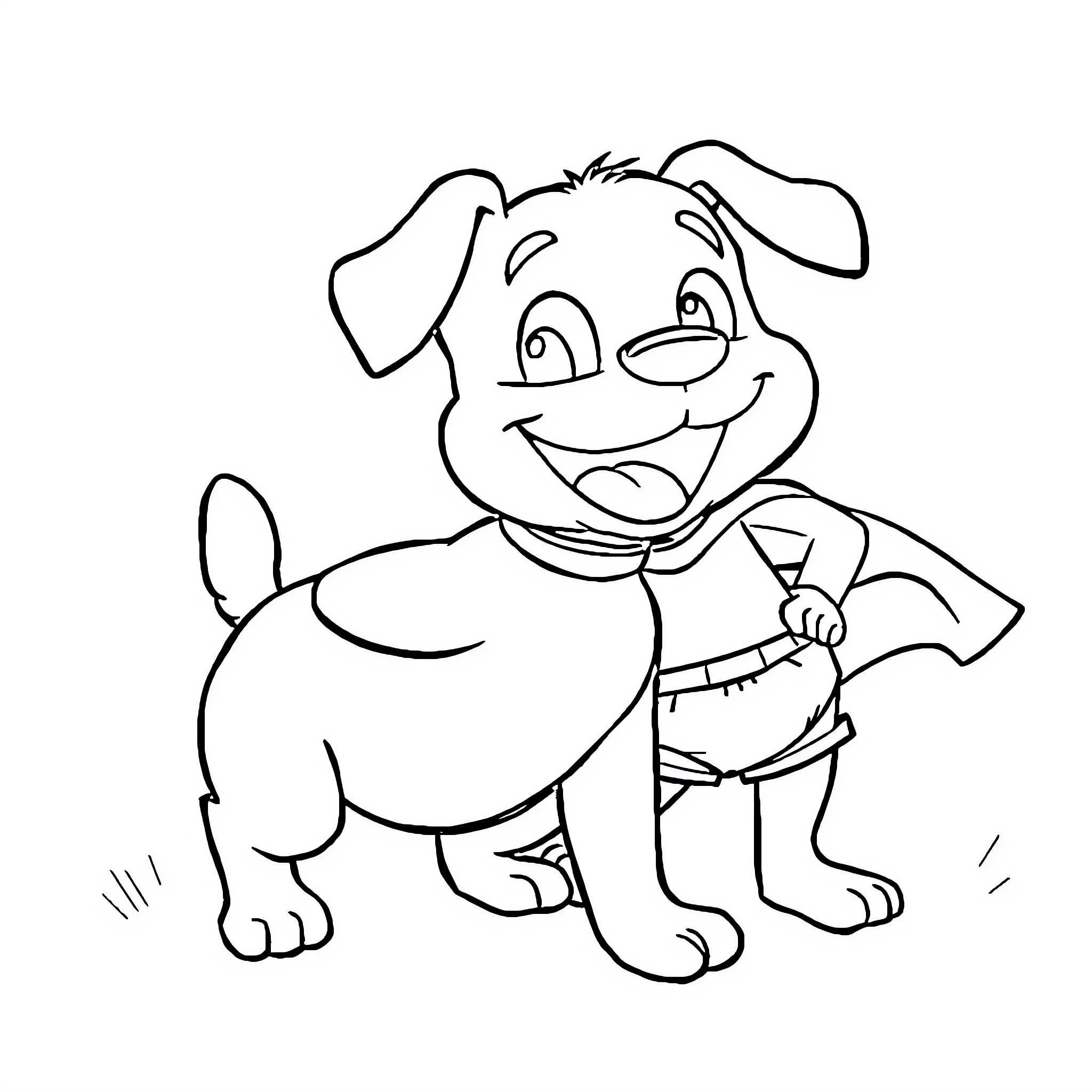 Bluey puppy with a friendly expression Coloring Page (free black-and-white line drawing printable PDF for all, from beginners to advanced learners, including children, teens, adults, and seniors)