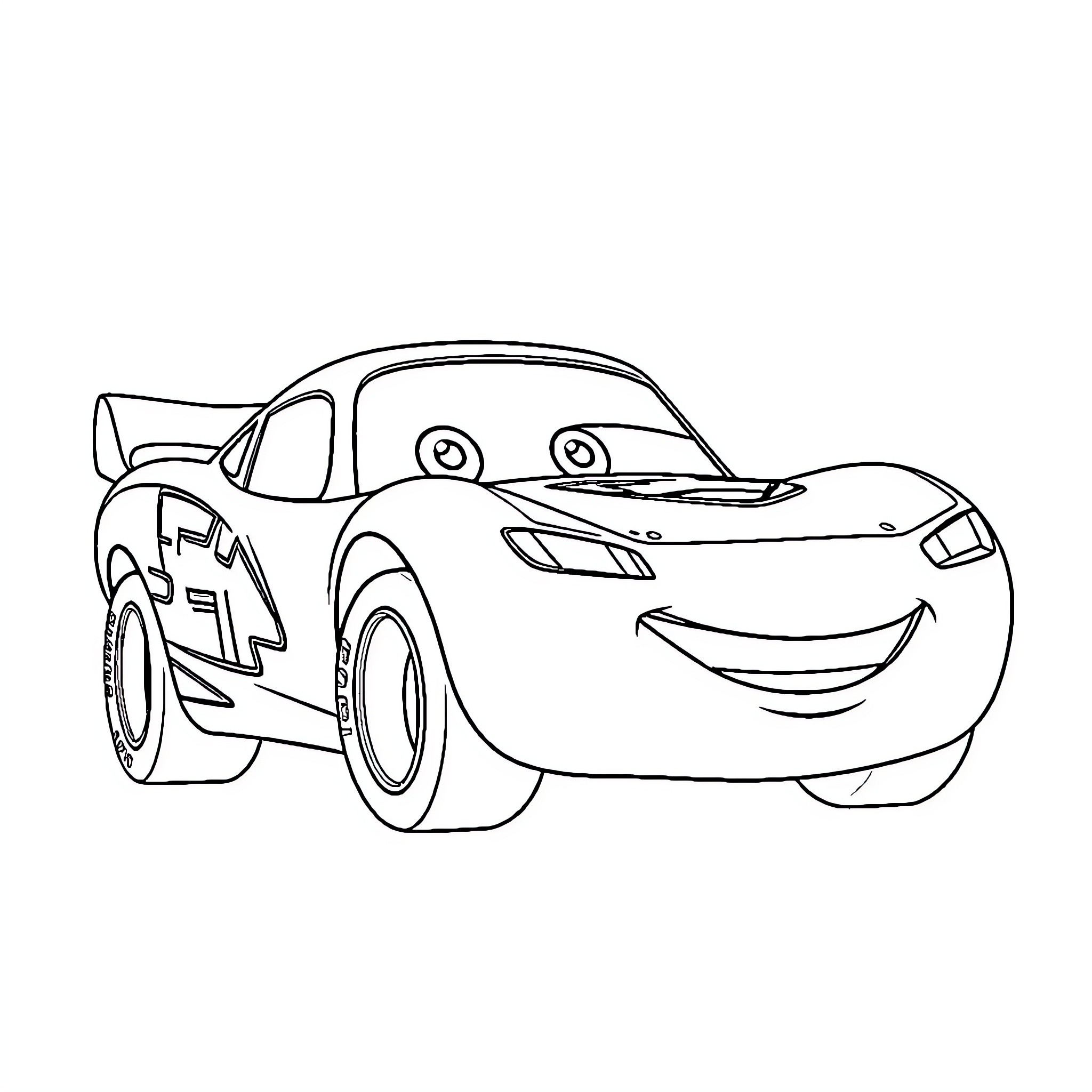 Car with unique design and expression Coloring Page (free black-and-white line drawing printable PDF for all, from beginners to advanced learners, including children, teens, adults, and seniors)