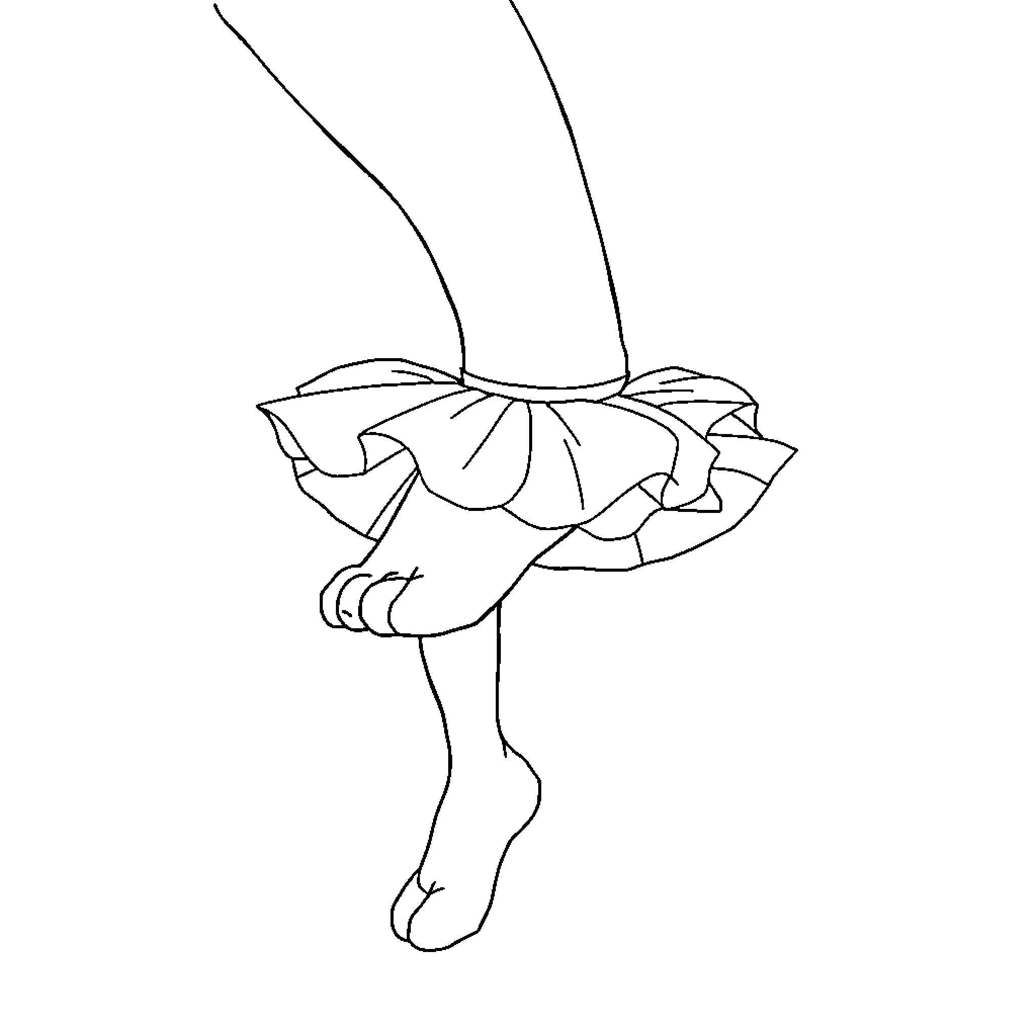 Big Foot dancing gracefully in a tutu Coloring Page (free black-and-white line drawing printable PDF for all, from beginners to advanced learners, including children, teens, adults, and seniors)