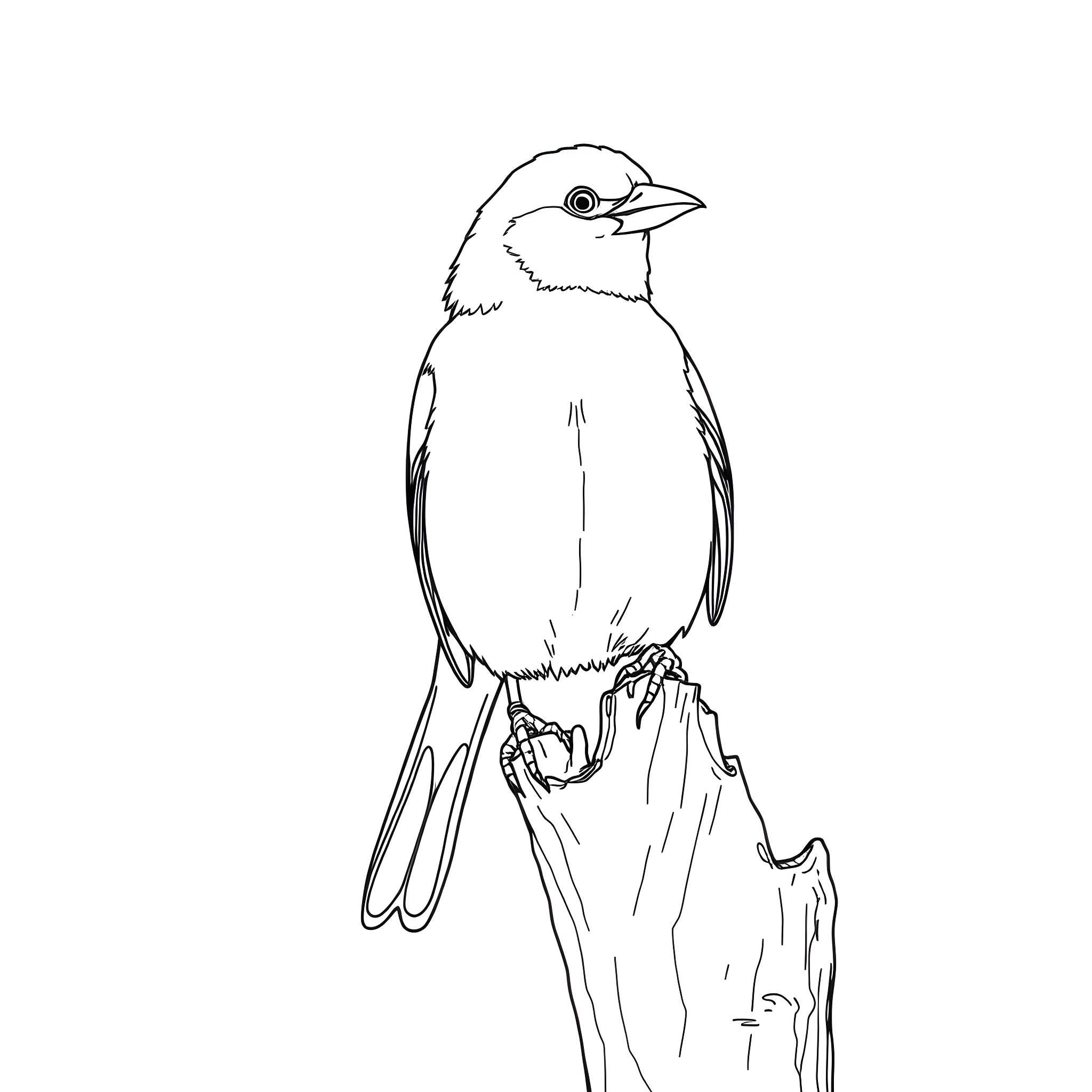 Canary perched on a tree branch Coloring Page (free black-and-white line drawing printable PDF for all, from beginners to advanced learners, including children, teens, adults, and seniors)