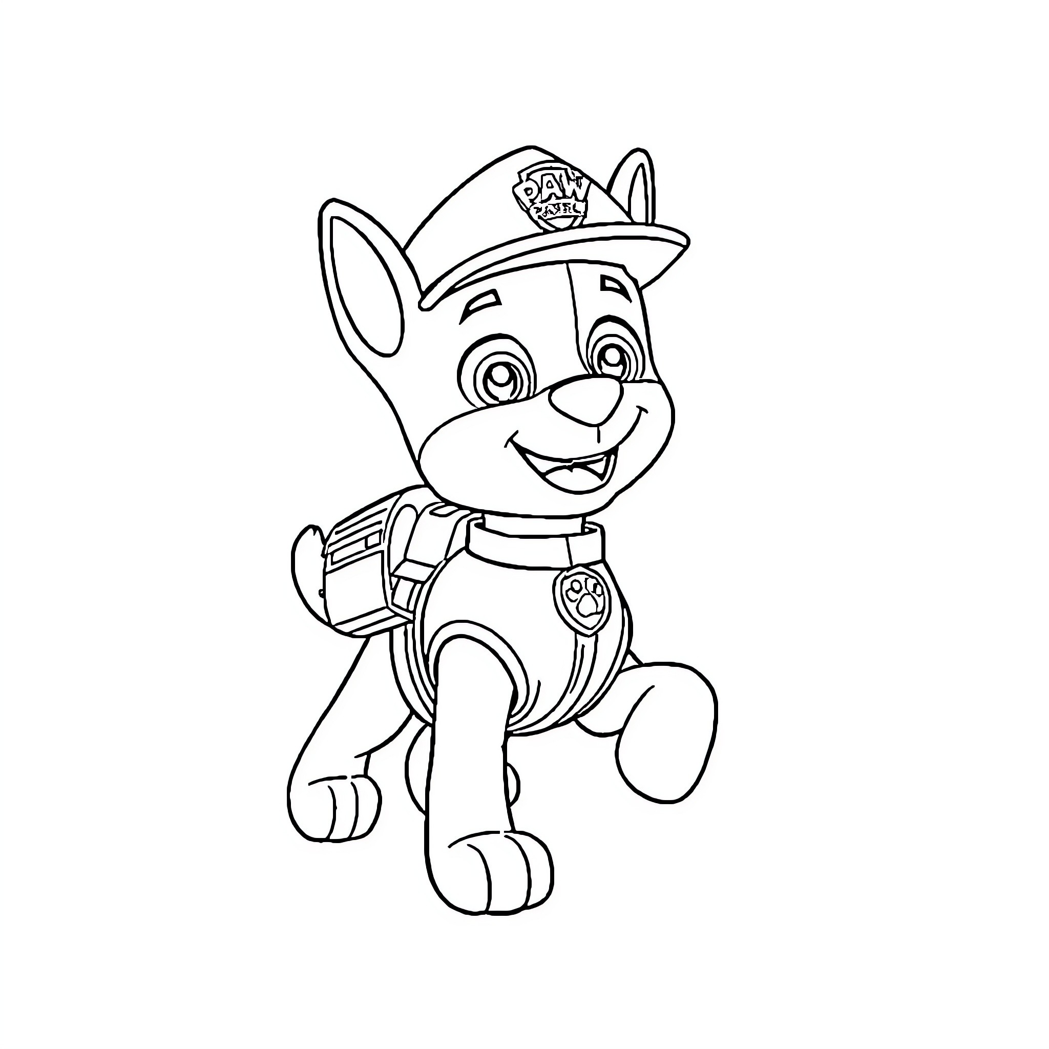Ruben the Cheerful Pup in Uniform Coloring Page (free black-and-white line drawing printable PDF for all, from beginners to advanced learners, including children, teens, adults, and seniors)