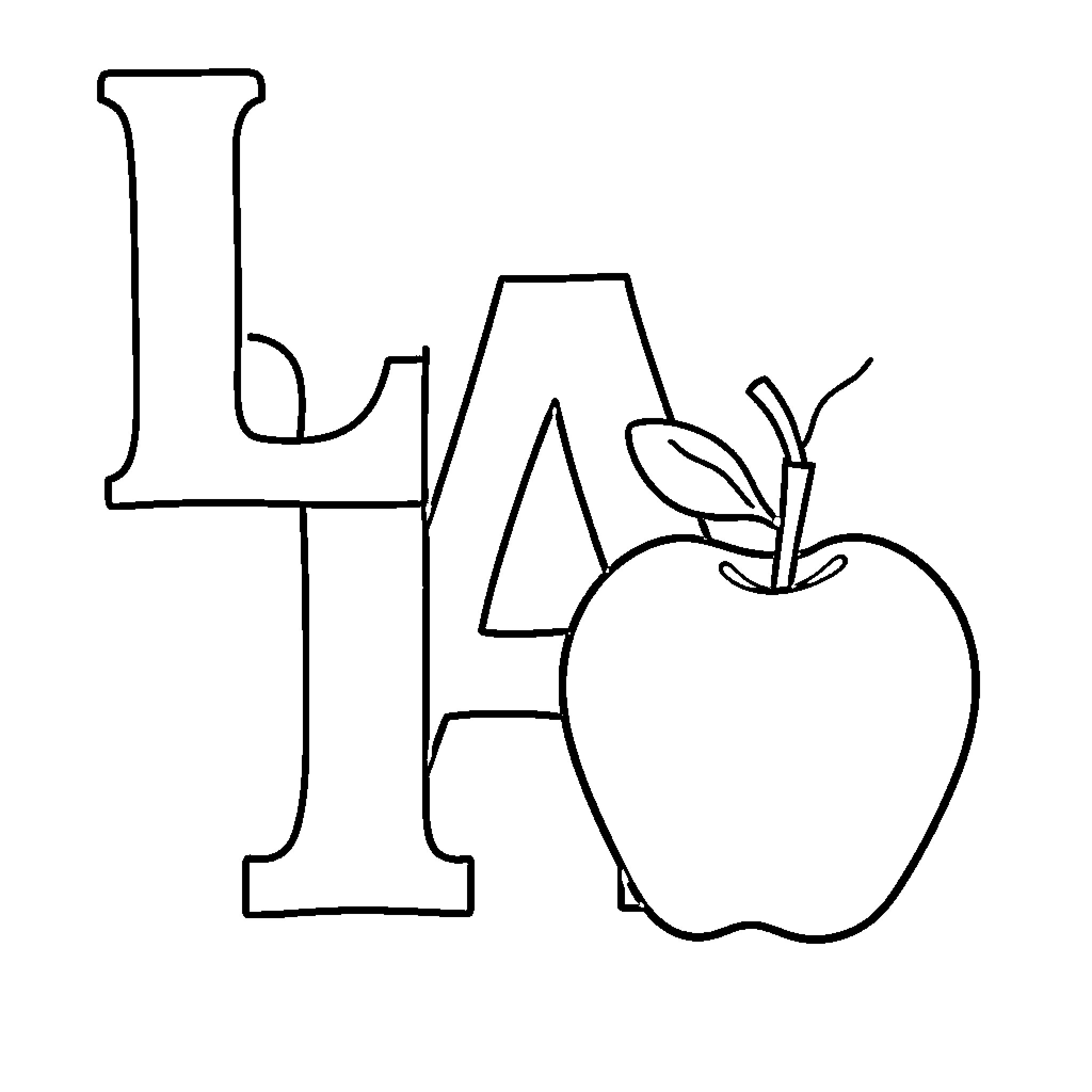Apple-shaped Logo with Stylized Text Coloring Page (free black-and-white line drawing printable PDF for all, from beginners to advanced learners, including children, teens, adults, and seniors)