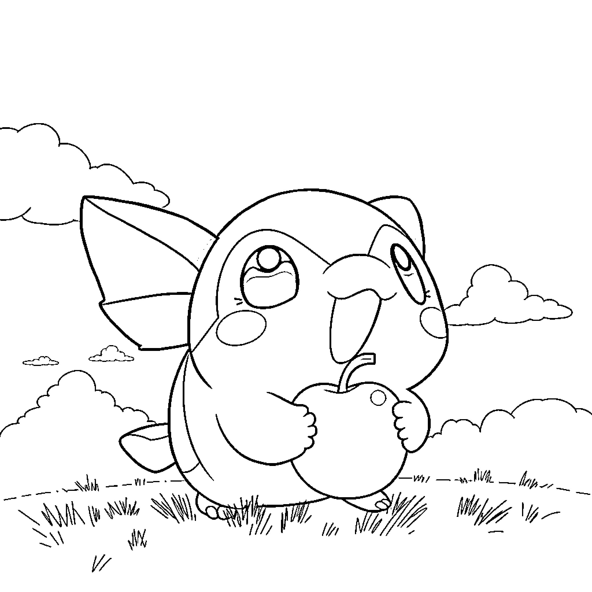 Smoochum Curiously Exploring the Outdoors Coloring Page (free black-and-white line drawing printable PDF for all, from beginners to advanced learners, including children, teens, adults, and seniors)