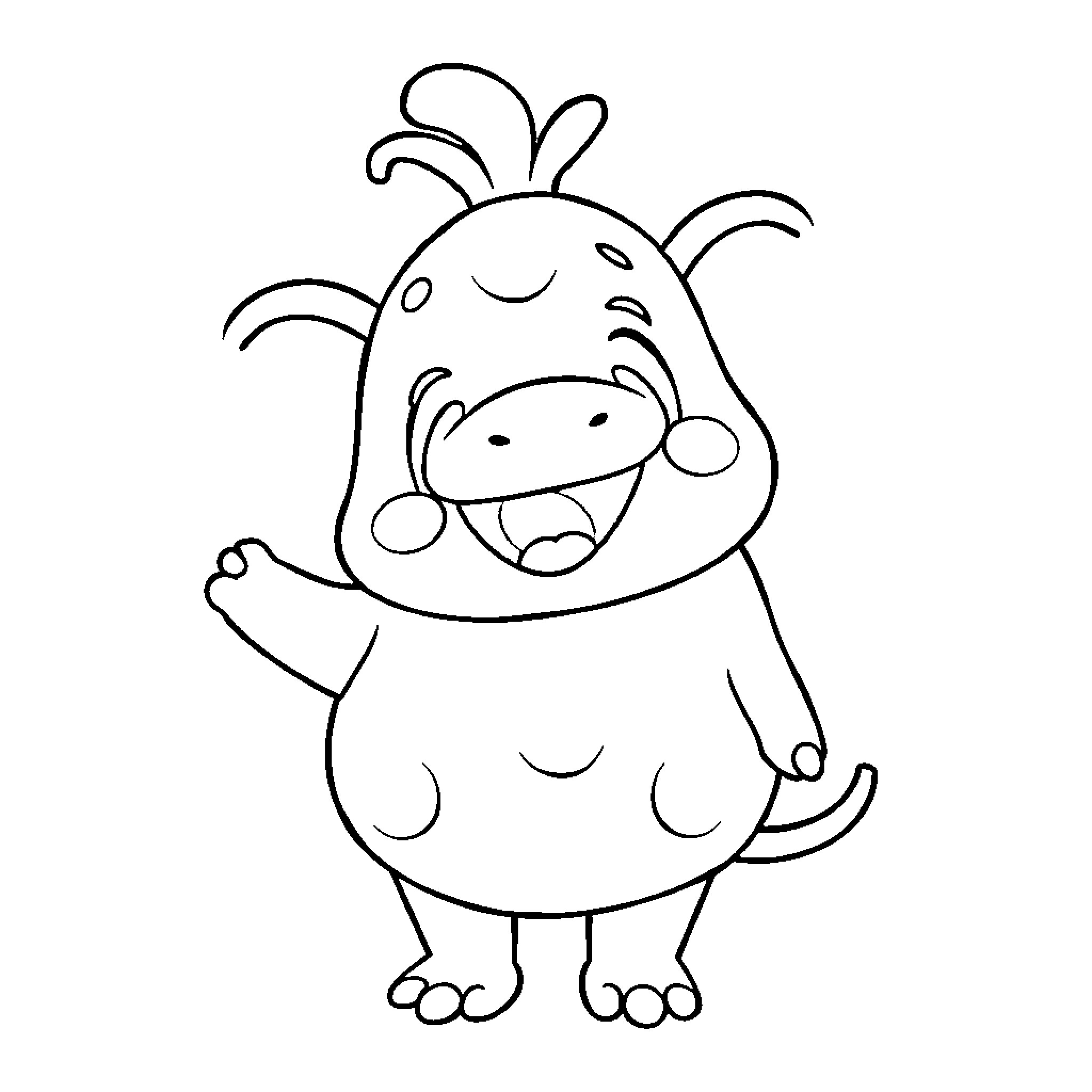 Labubu the silly creature's happy dance Coloring Page (free black-and-white line drawing printable PDF for all, from beginners to advanced learners, including children, teens, adults, and seniors)