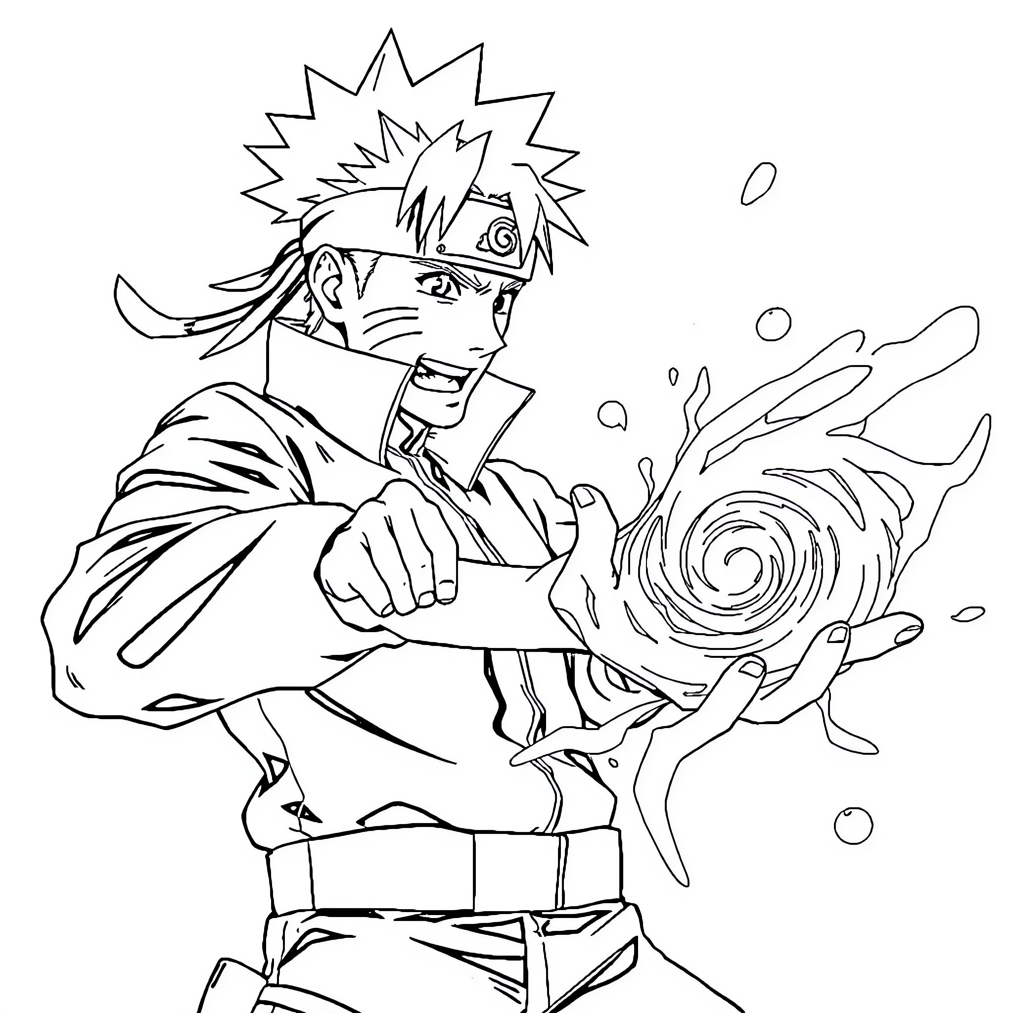 Boruto performing a powerful ninja technique Coloring Page (free black-and-white line drawing printable PDF for all, from beginners to advanced learners, including children, teens, adults, and seniors)