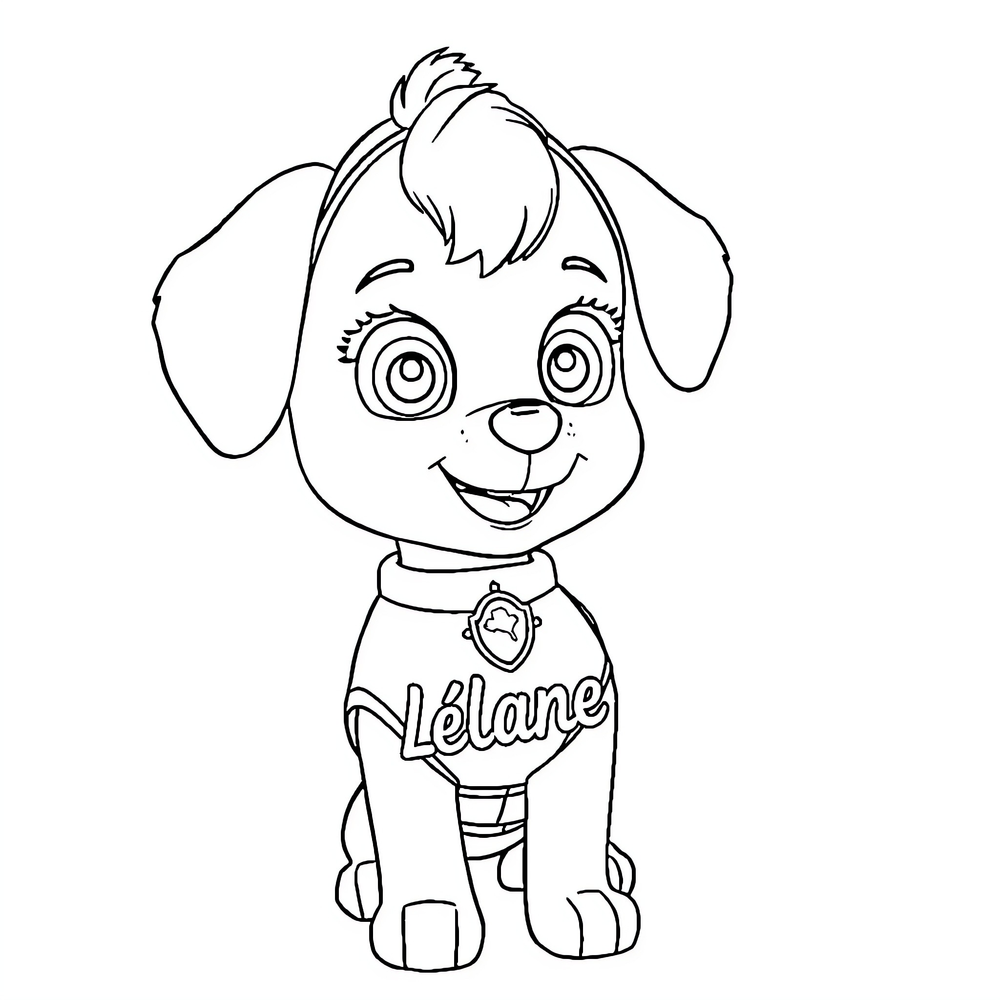 Stella's Playful Adventure Coloring Page (free black-and-white line drawing printable PDF for all, from beginners to advanced learners, including children, teens, adults, and seniors)