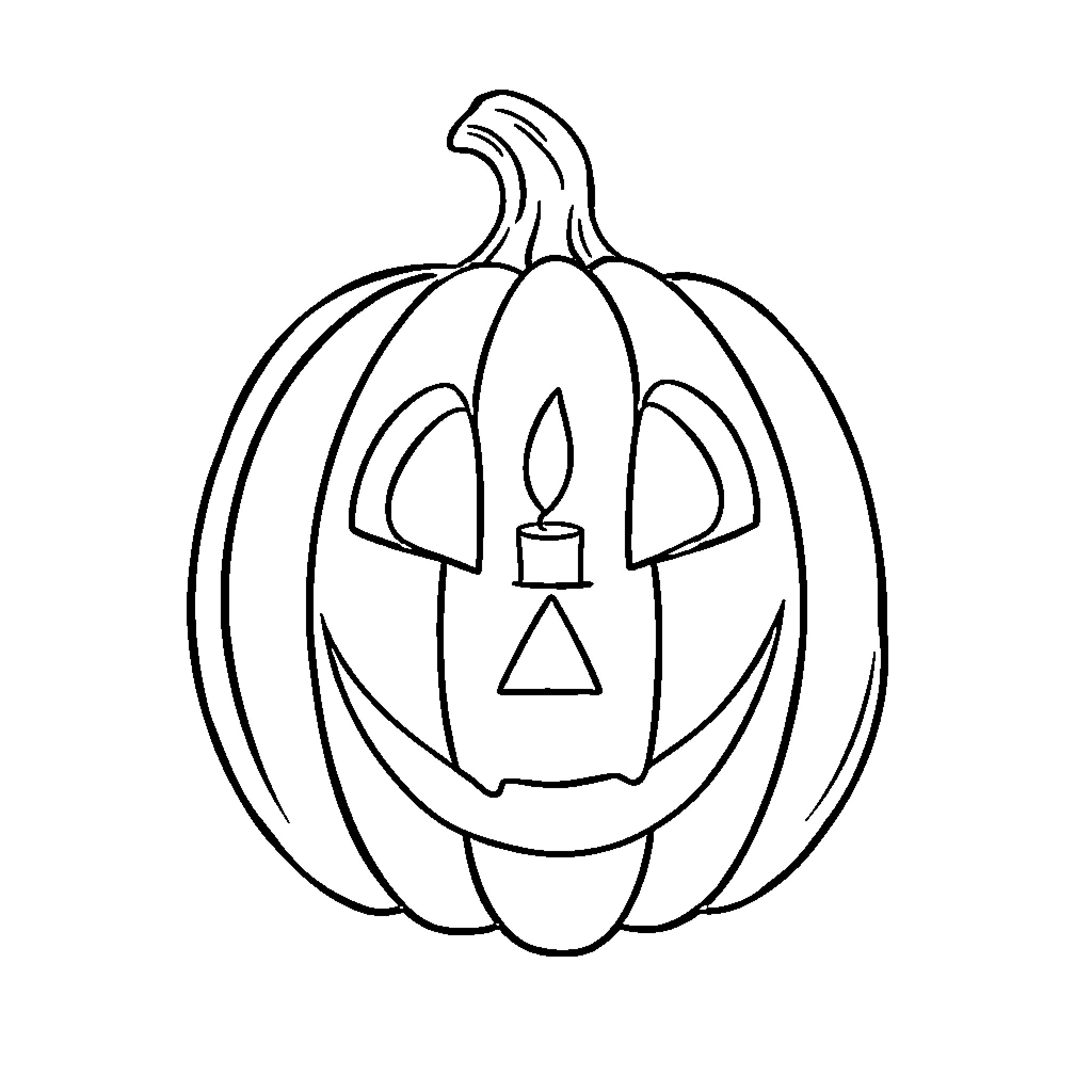 Jack-o'-lantern with lit candle Coloring Page (free black-and-white line drawing printable PDF for all, from beginners to advanced learners, including children, teens, adults, and seniors)