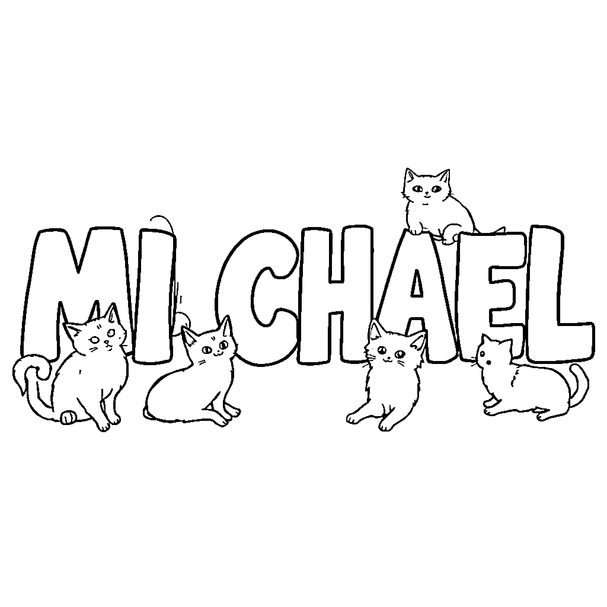 Michael's Playful Kittens Coloring Page (free black-and-white line drawing printable PDF for all, from beginners to advanced learners, including children, teens, adults, and seniors)