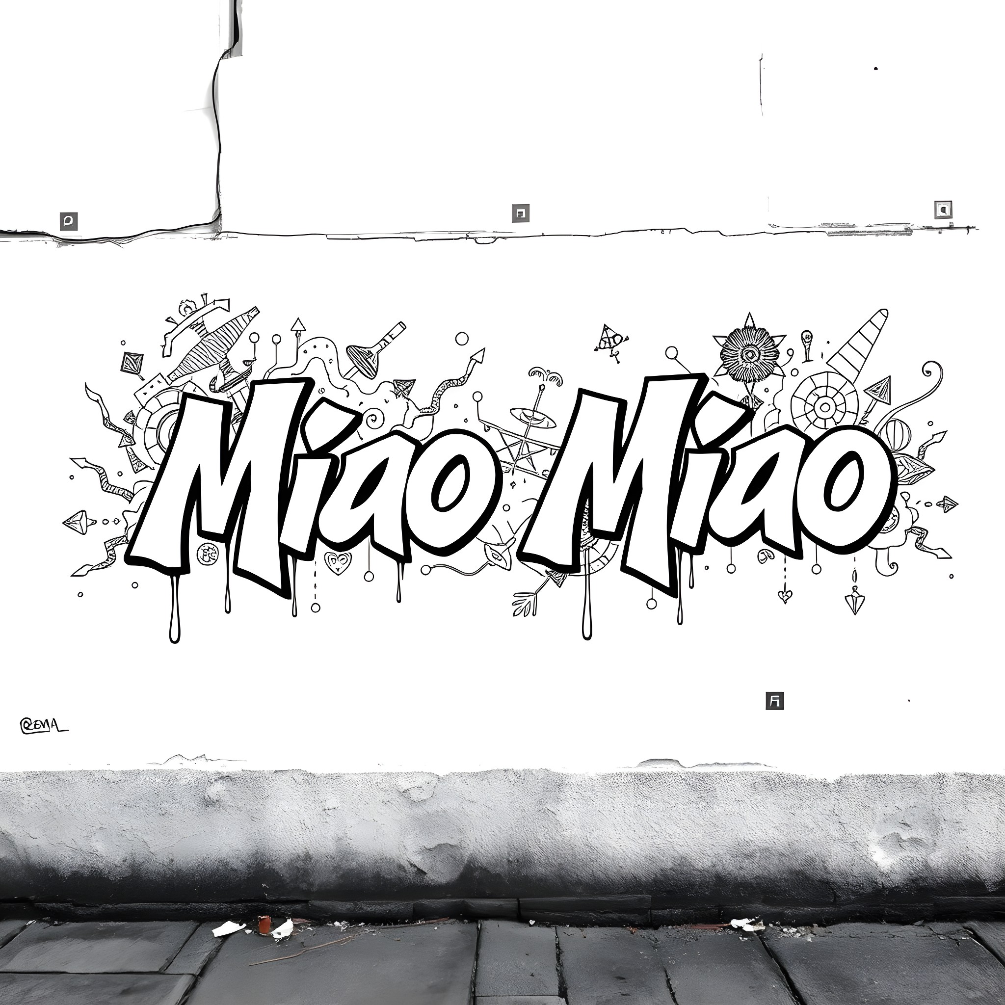 Miao Miao Playing in a Playful World Coloring Page (free black-and-white line drawing printable PDF for all, from beginners to advanced learners, including children, teens, adults, and seniors)