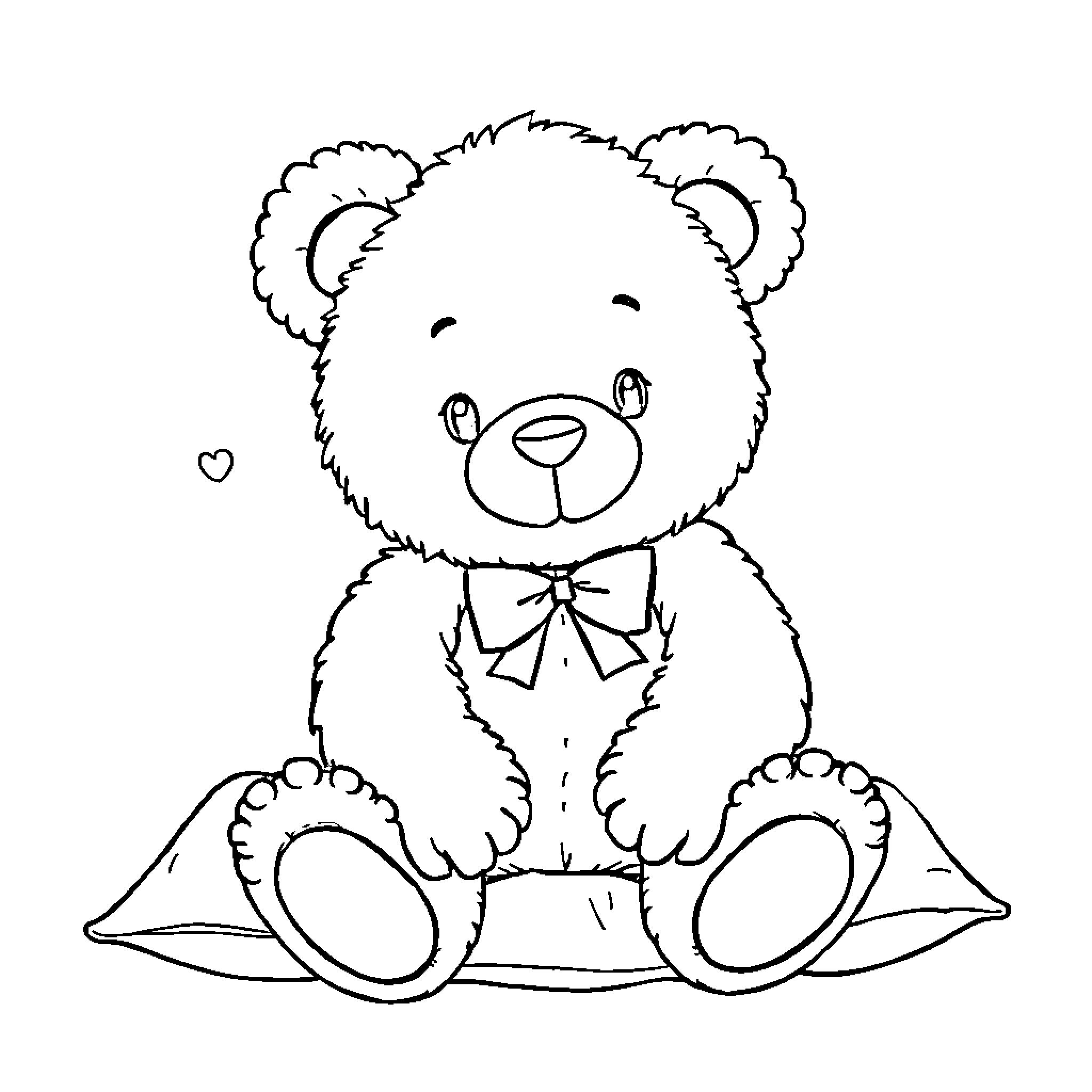 Teddy Bear in Relaxed Pose Coloring Page (free black-and-white line drawing printable PDF for all, from beginners to advanced learners, including children, teens, adults, and seniors)