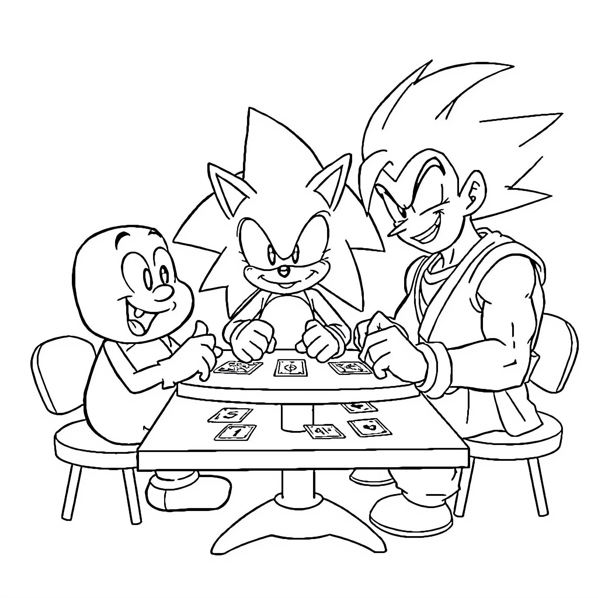 Bob l'éponge playing games with friends Coloring Page (free black-and-white line drawing printable PDF for all, from beginners to advanced learners, including children, teens, adults, and seniors)