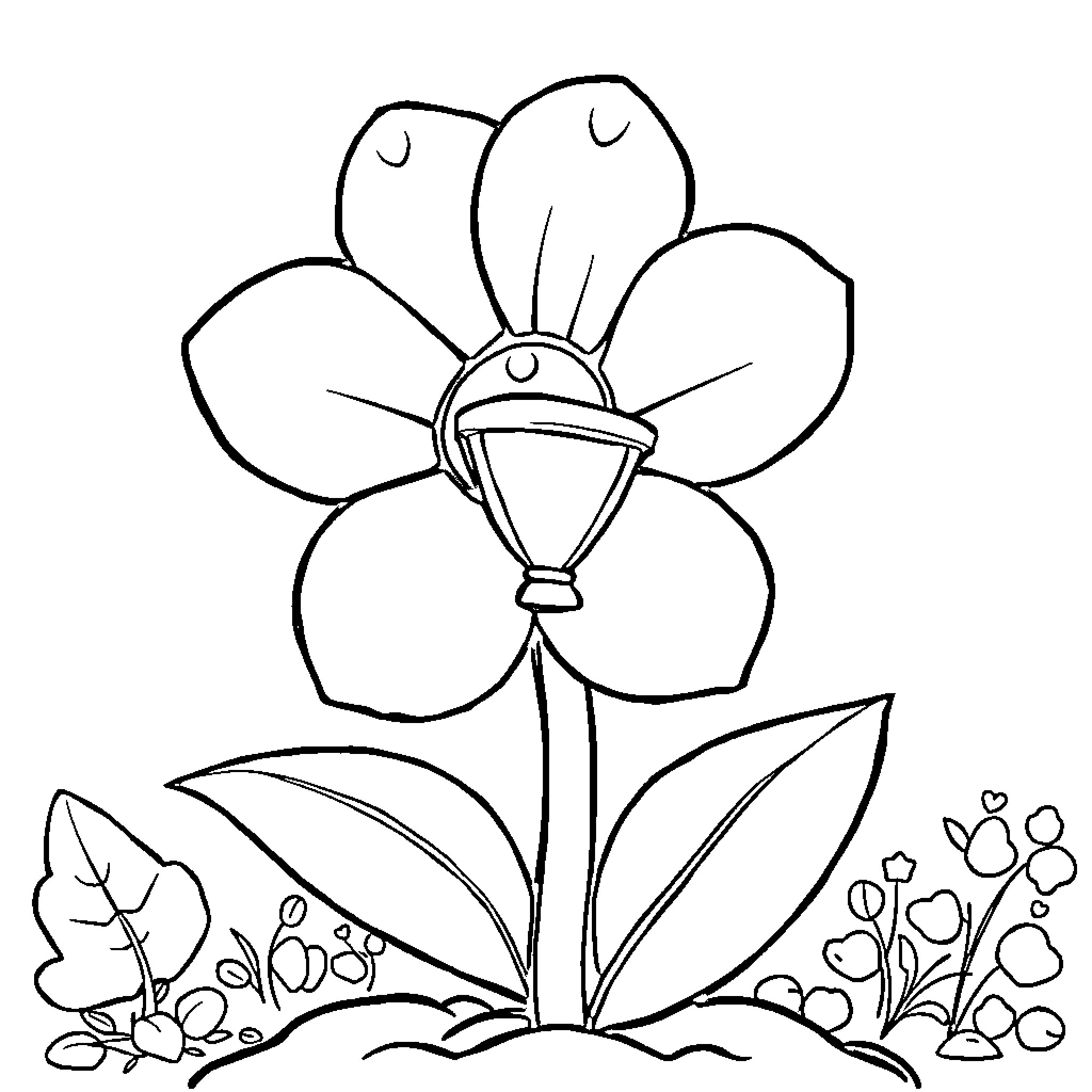 Mario's Flower Adventure Coloring Page (free black-and-white line drawing printable PDF for all, from beginners to advanced learners, including children, teens, adults, and seniors)