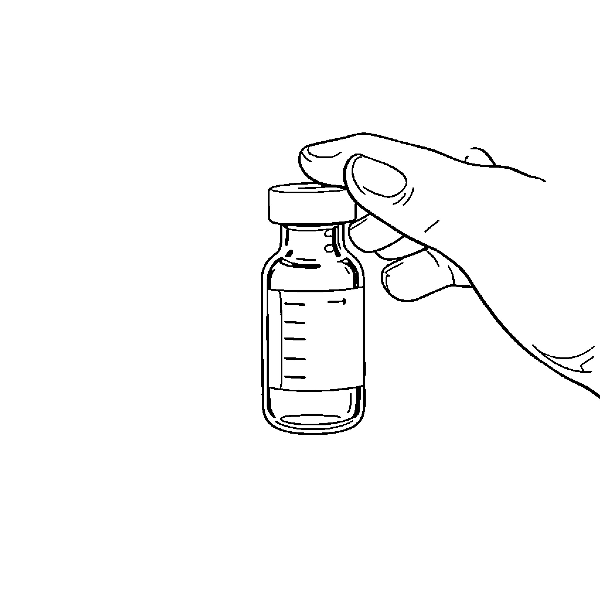 Vaccine administered by hand holding vial Coloring Page (free black-and-white line drawing printable PDF for all, from beginners to advanced learners, including children, teens, adults, and seniors)