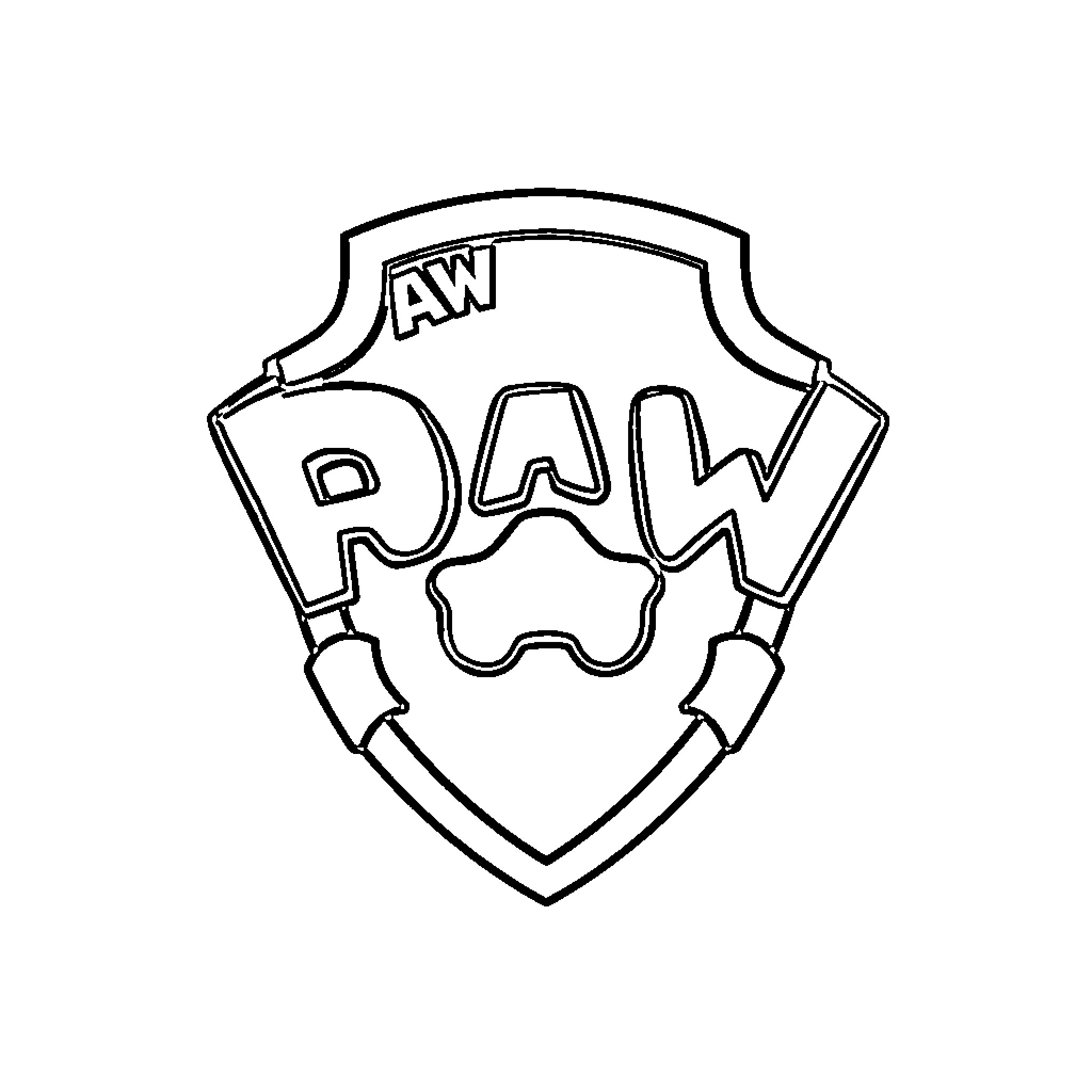 Paw Patrol logo with shield and star Coloring Page (free black-and-white line drawing printable PDF for all, from beginners to advanced learners, including children, teens, adults, and seniors)
