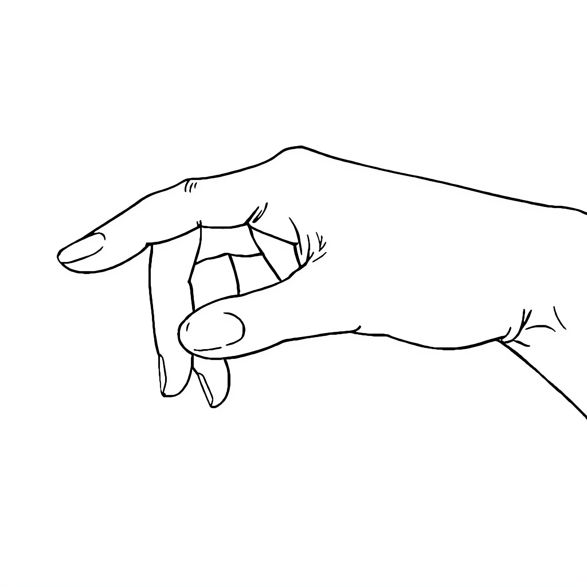 Hand grasping a small creature Coloring Page (free black-and-white line drawing printable PDF for all, from beginners to advanced learners, including children, teens, adults, and seniors)